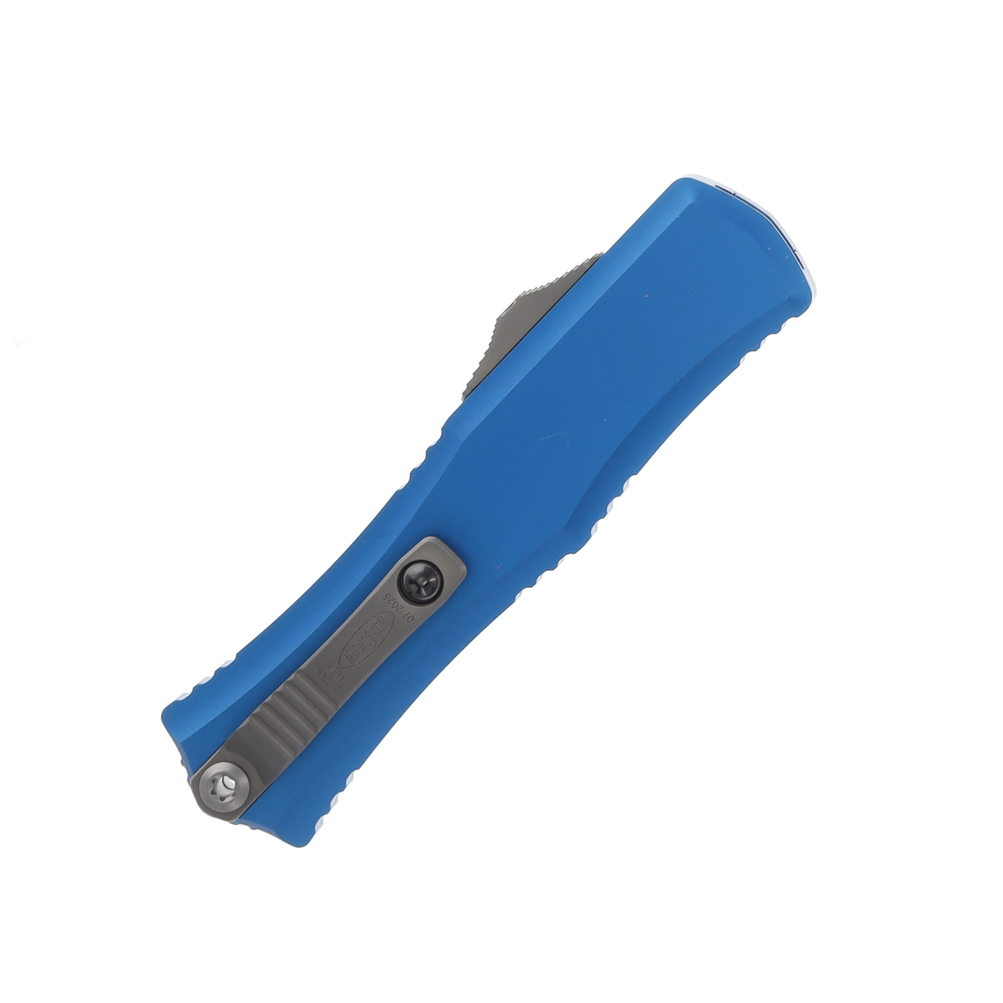 Microtech Hera II Mini OTF D/E Blue Stonewash Fully Serrated Dagger AUMT1702M12BL View 3