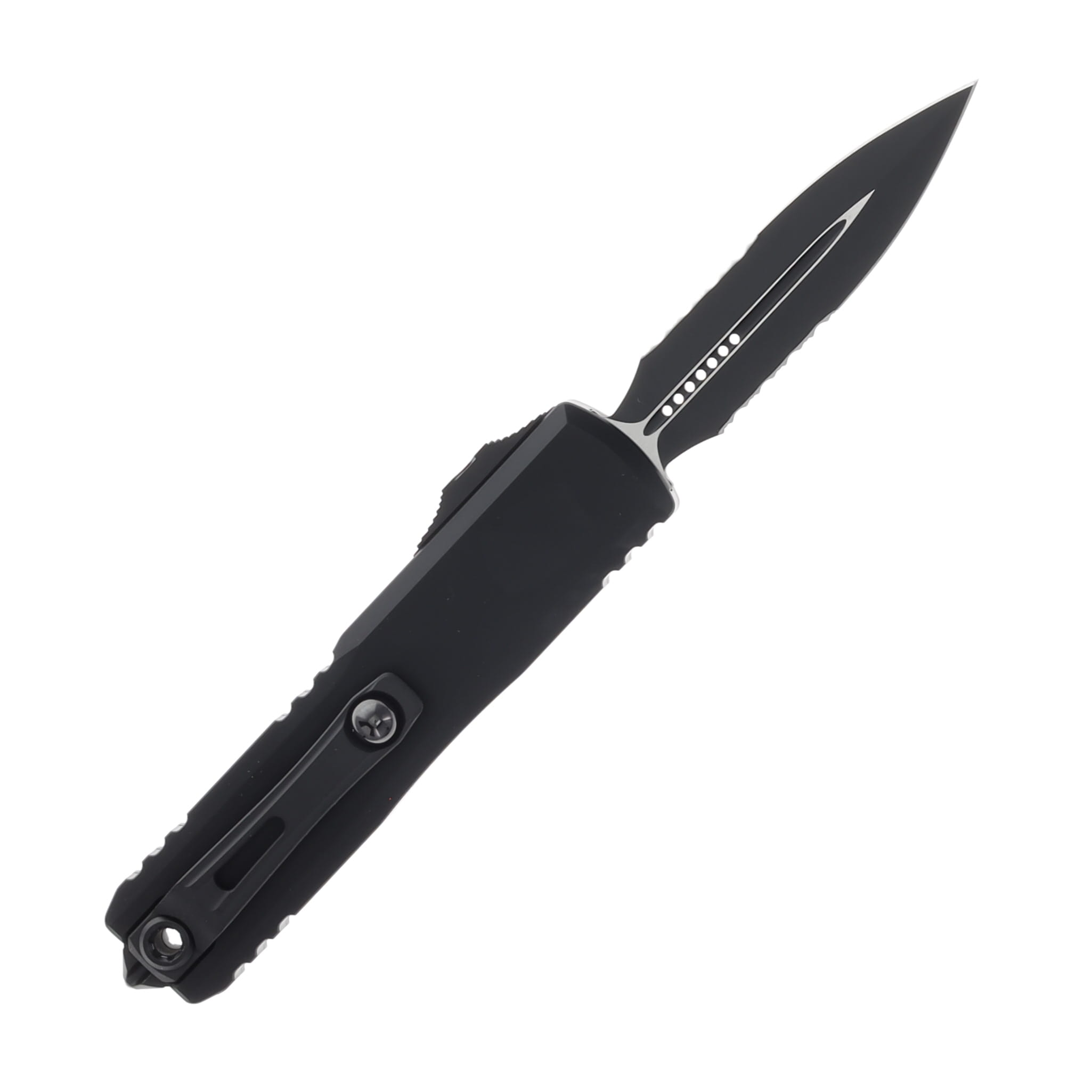 Microtech UTX-85 GEN IV OTF Auto D/E Black Part Serrate Black Tactical AUMT123242T View 2