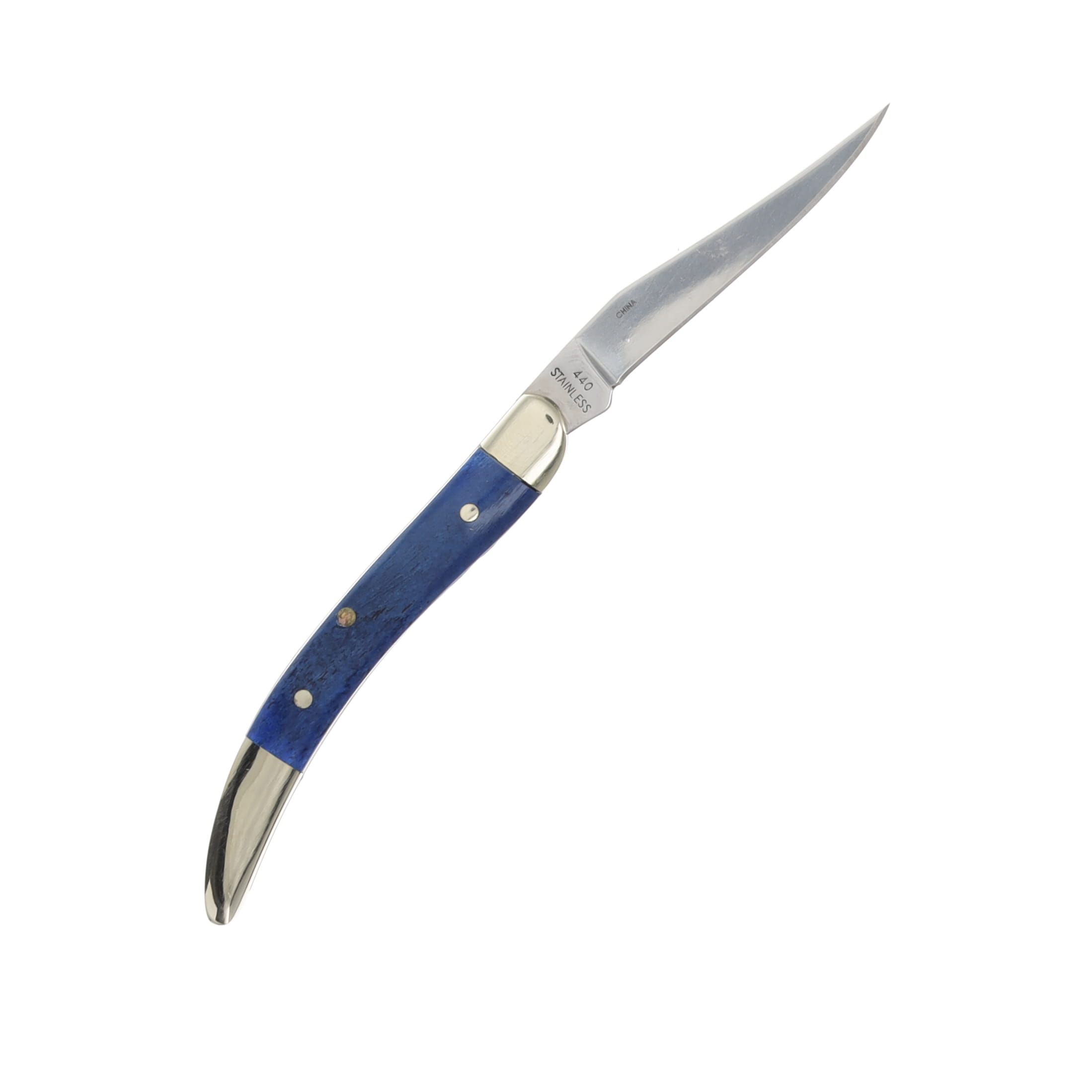 Frost Cutlery Steel Warrior Midnight Blue Bone Small Toothpick Folding Knife FR109MNB View 3