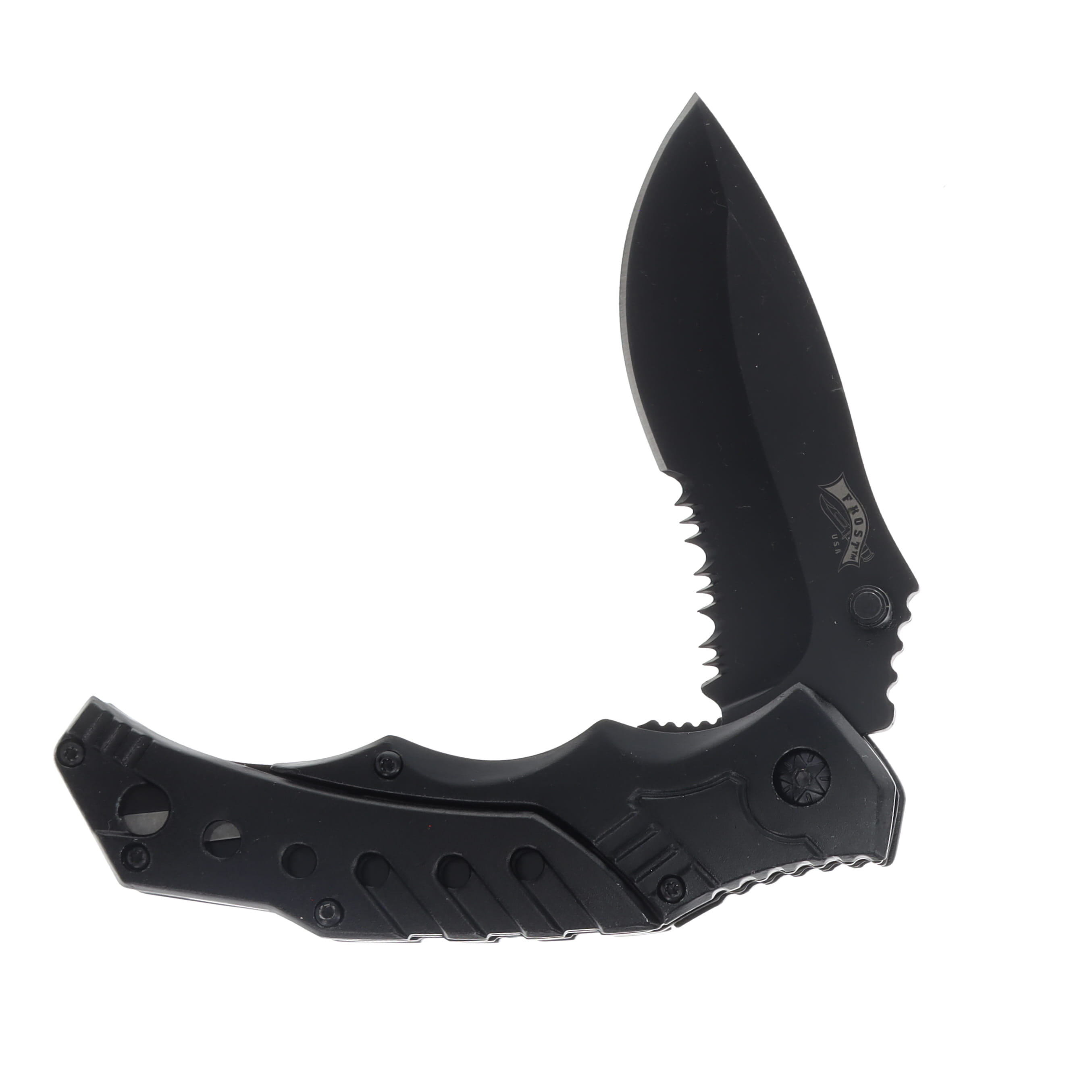 Frost Flip-N-Stick Assisted Opening Folding Knife Linerlock Black PS Blade FR412B View 3