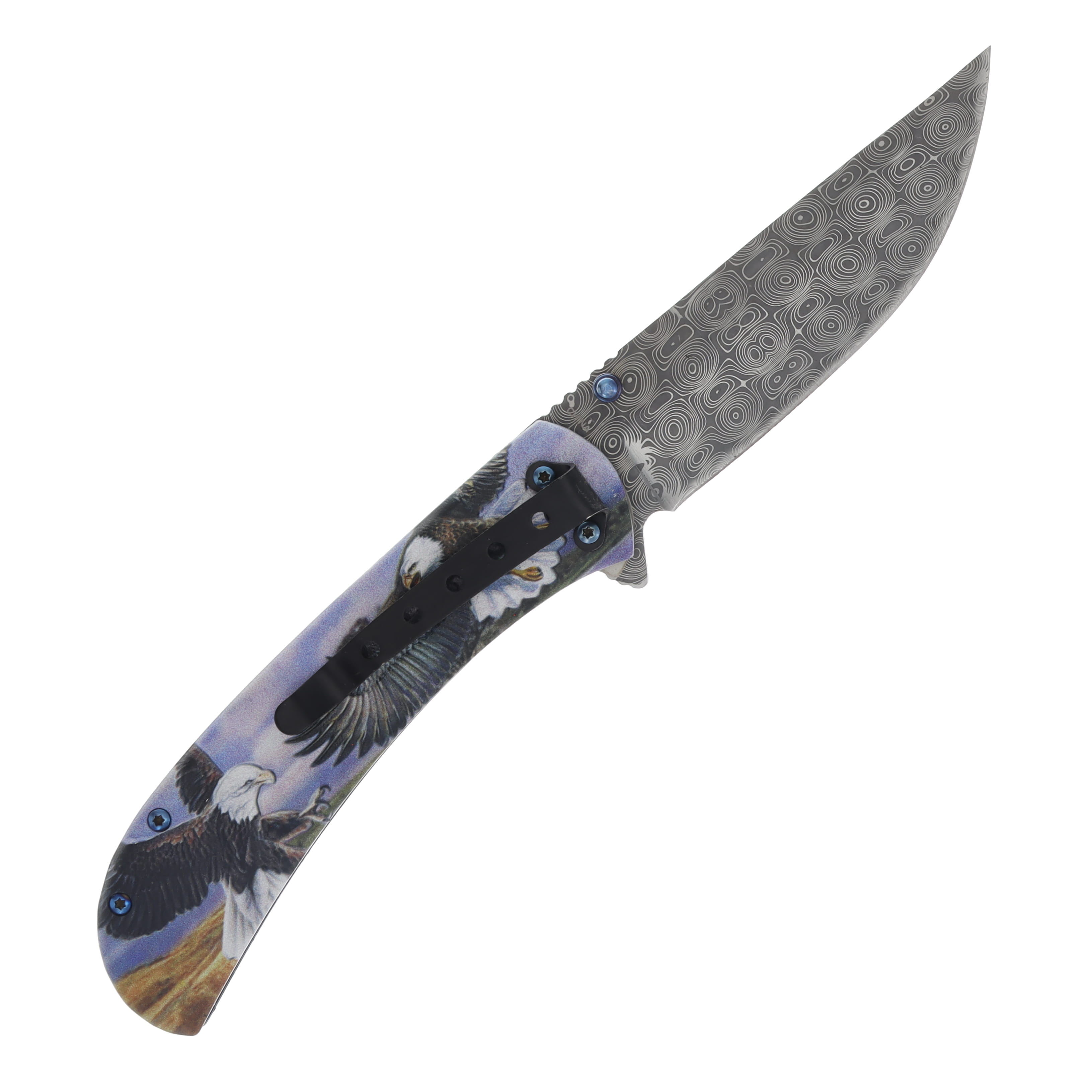 Frost Black Hills Eagle Linerlock Assisted Folding Knife 3D Aluminum Handle View 2