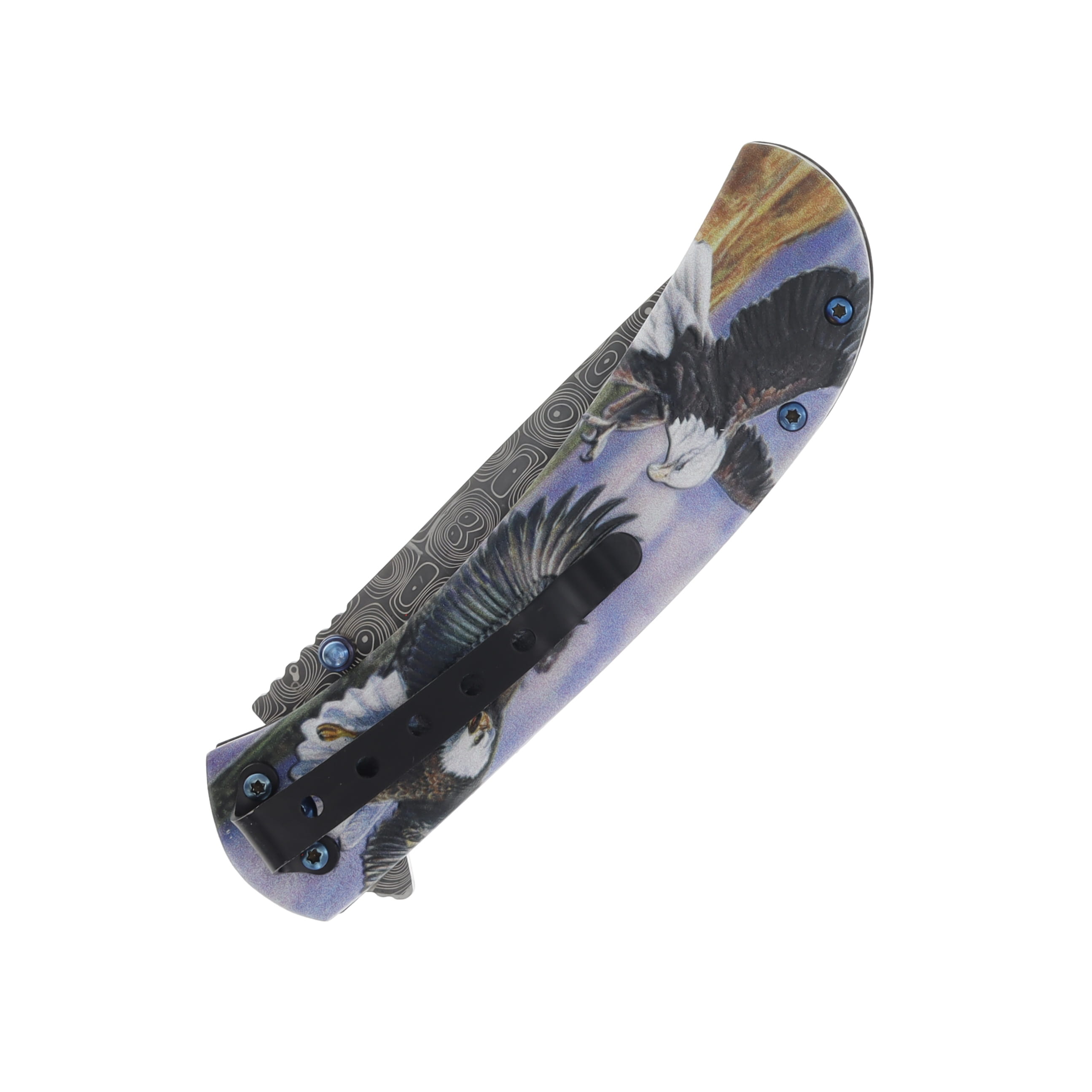 Frost Black Hills Eagle Linerlock Assisted Folding Knife 3D Aluminum Handle View 4
