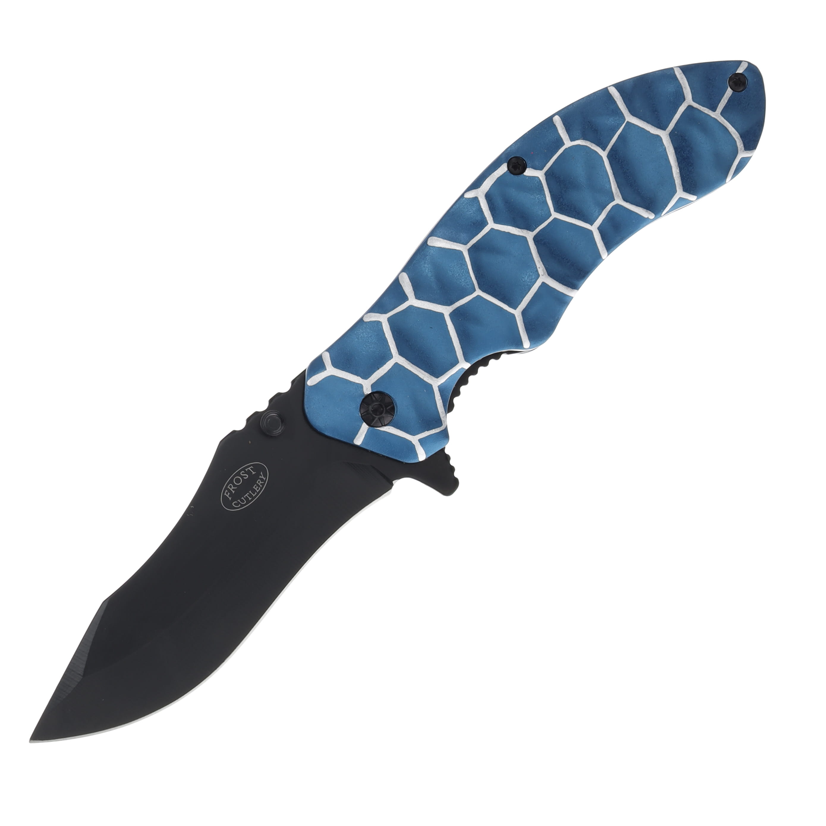 Frost Cutlery Blue Matrix Spring-Assisted Linerlock Folding Knife FRFC60BL View 1