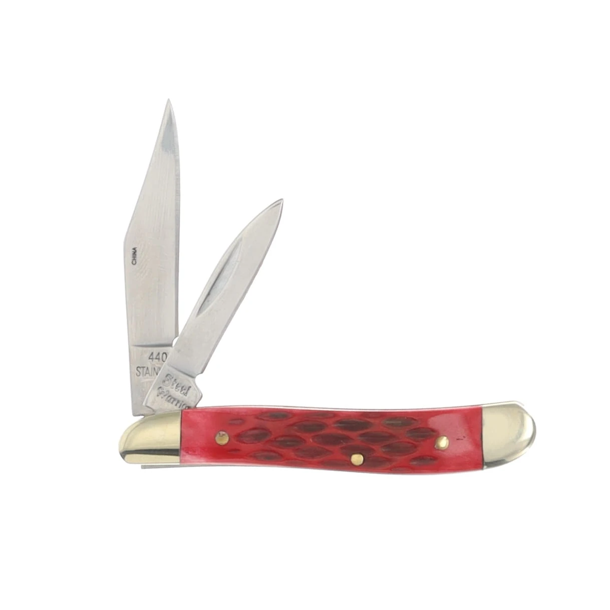 Frost Steel Warrior Folding Pocket Knife Dark Red Walnut Jigged Bone Little Peanut FRSW107DRWJ View 2