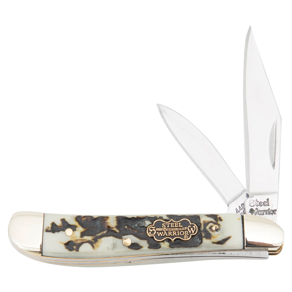 Frost Steel Warrior Stag Bone Resin Peanut Folding Pocket Knife FRSW107SBR View 1