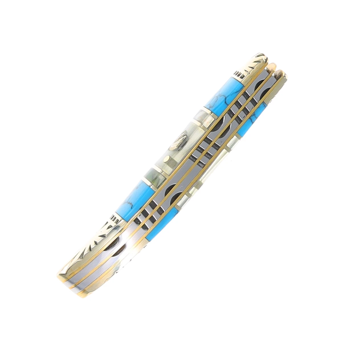 Frost Cutlery Silverhorse Stoneworks Cracked Synthetic Turquoise Small Toothpick Folding Knife FRSHS109TUR2 View 6