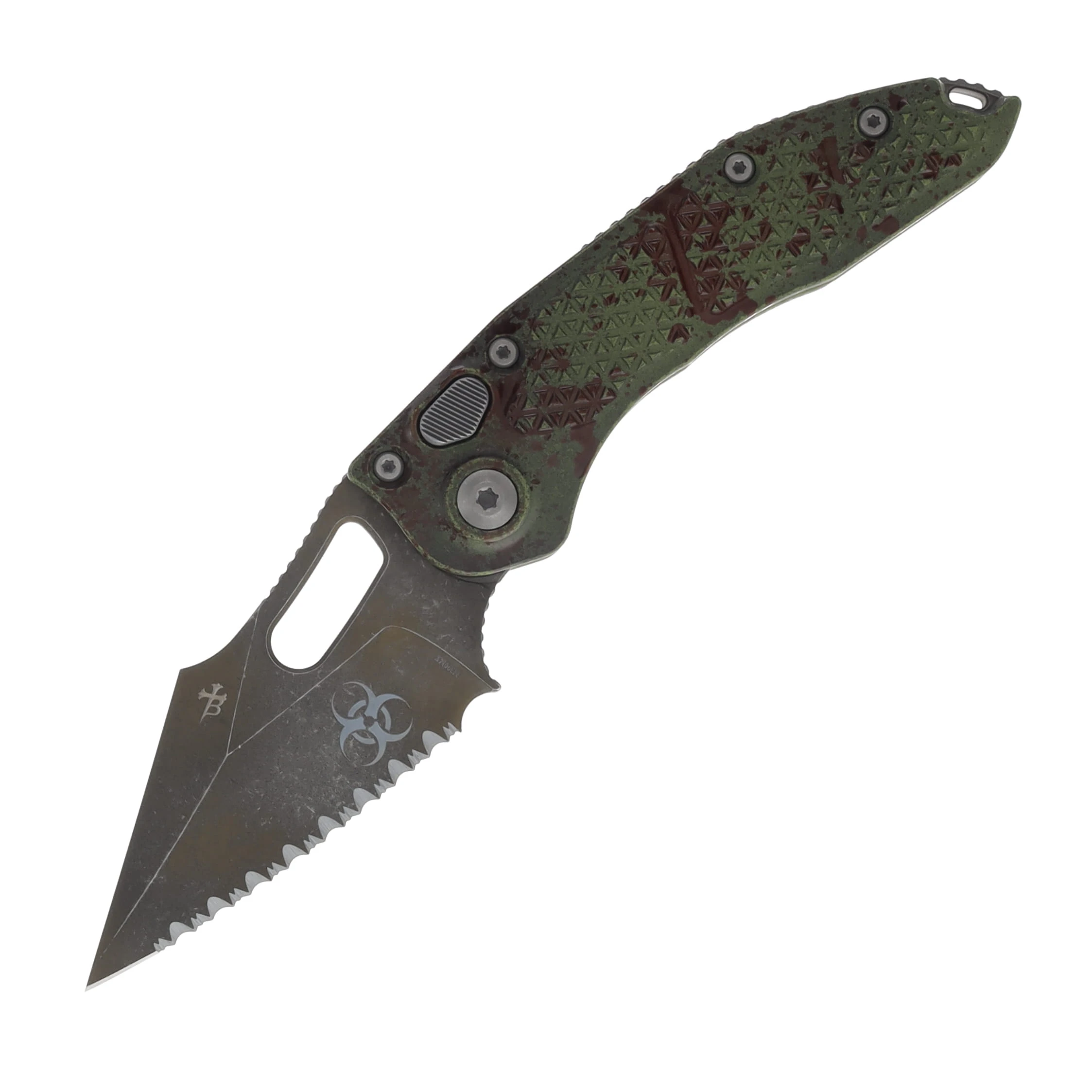 Microtech Stitch OTS Auto S/E Full Serrate Outbreak Signature Series MT1693OBS View 1