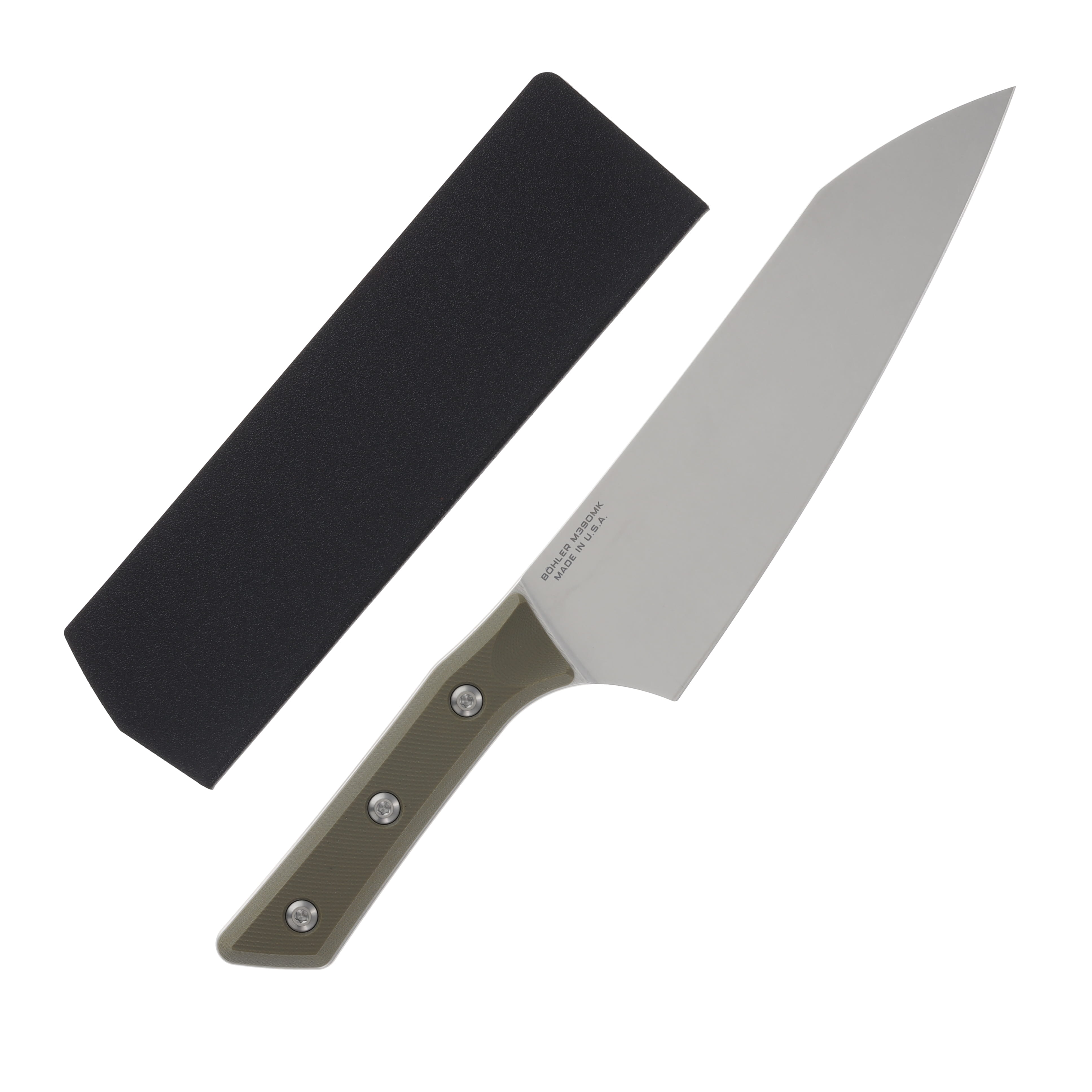 Microtech 8in Chef Knife Stonewash Standard OD Green G-10 MT300010OD View 2