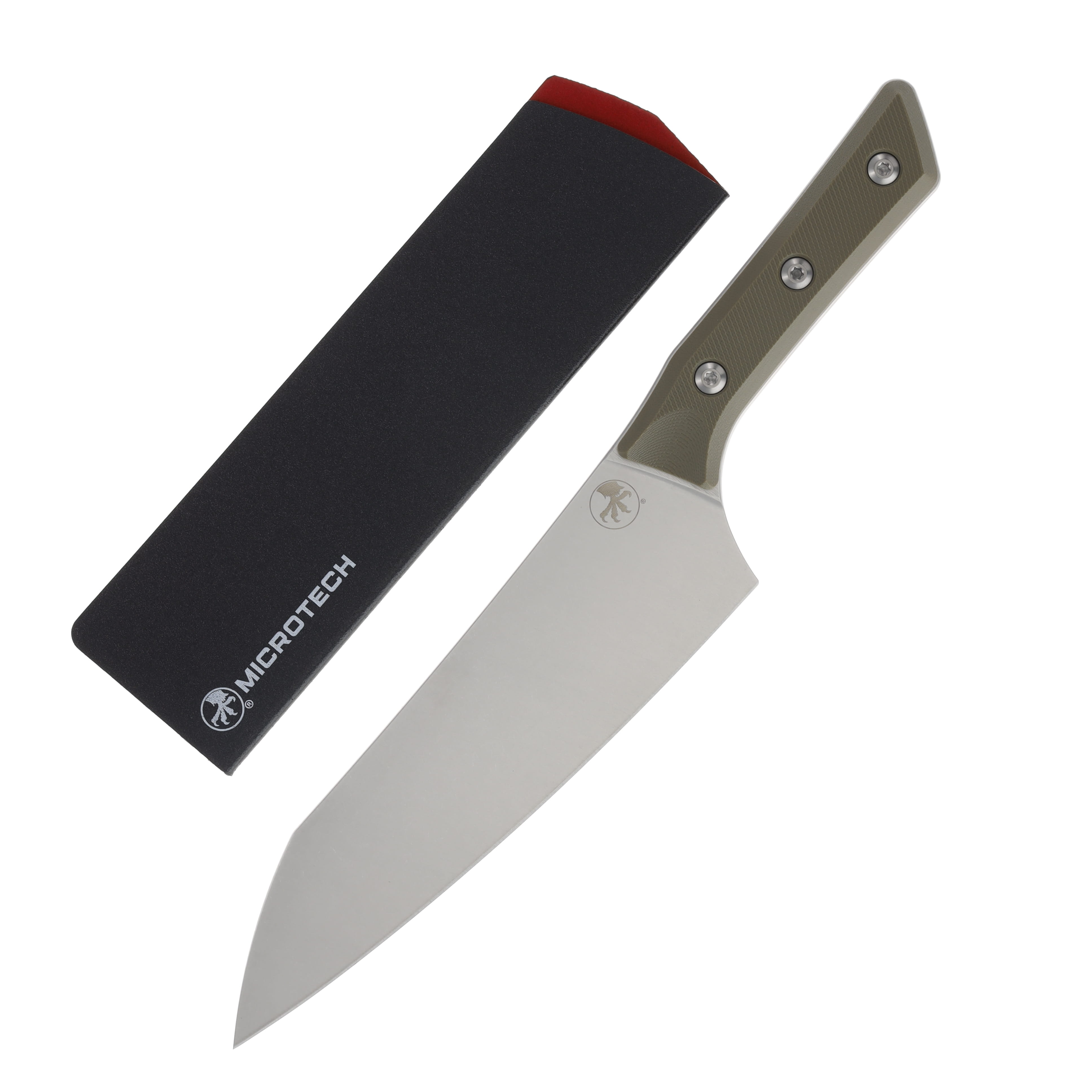 Microtech 8in Chef Knife Stonewash Standard OD Green G-10 MT300010OD View 1