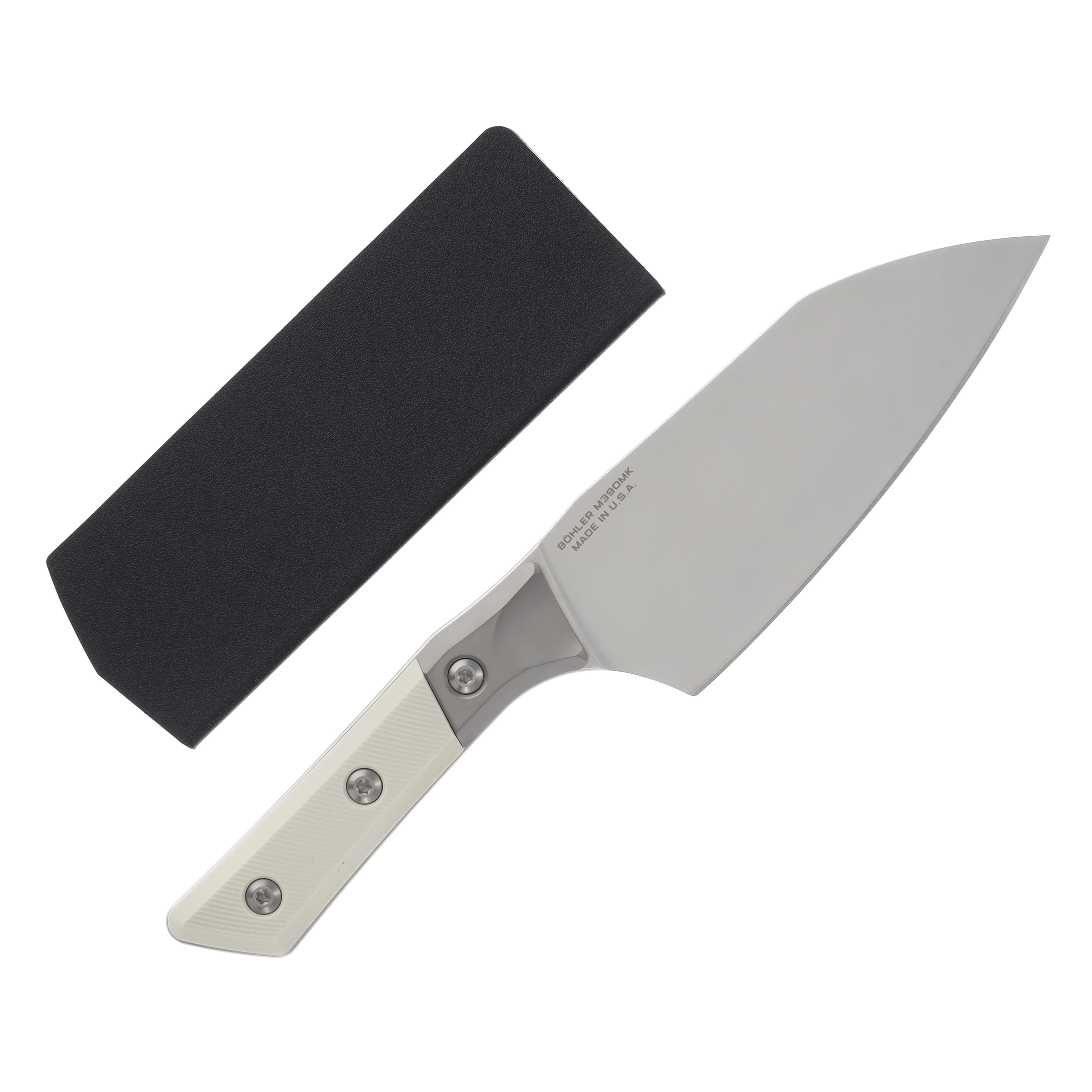 Microtech 6in Santoku Fixed Knife SW Standard Titanium Bolster Ivory G-10 MT3200B10IV View 2