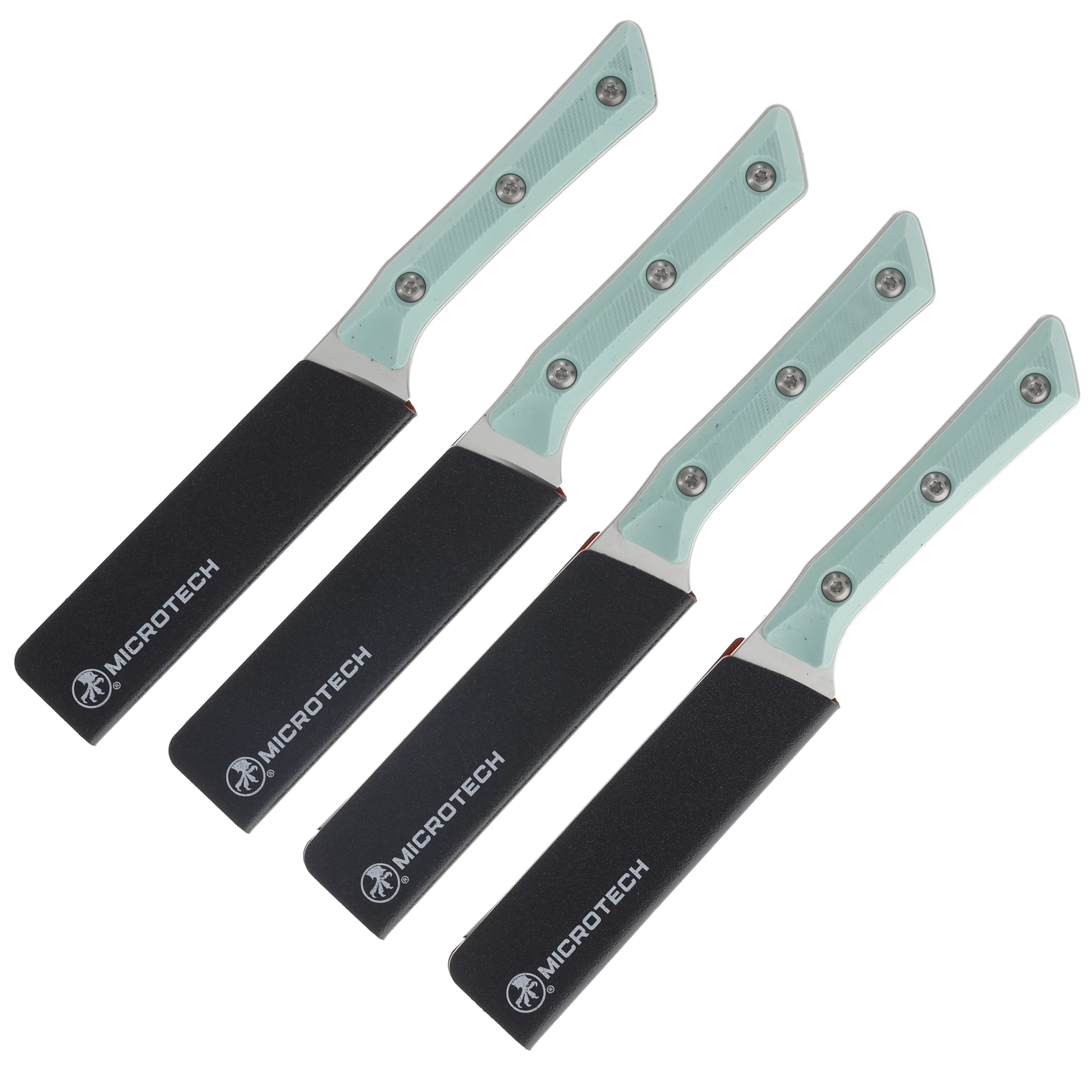 Microtech 4.5in Steak Knife Set SW Standard Caribbean Blue G-10 MT360010SETCA View 3