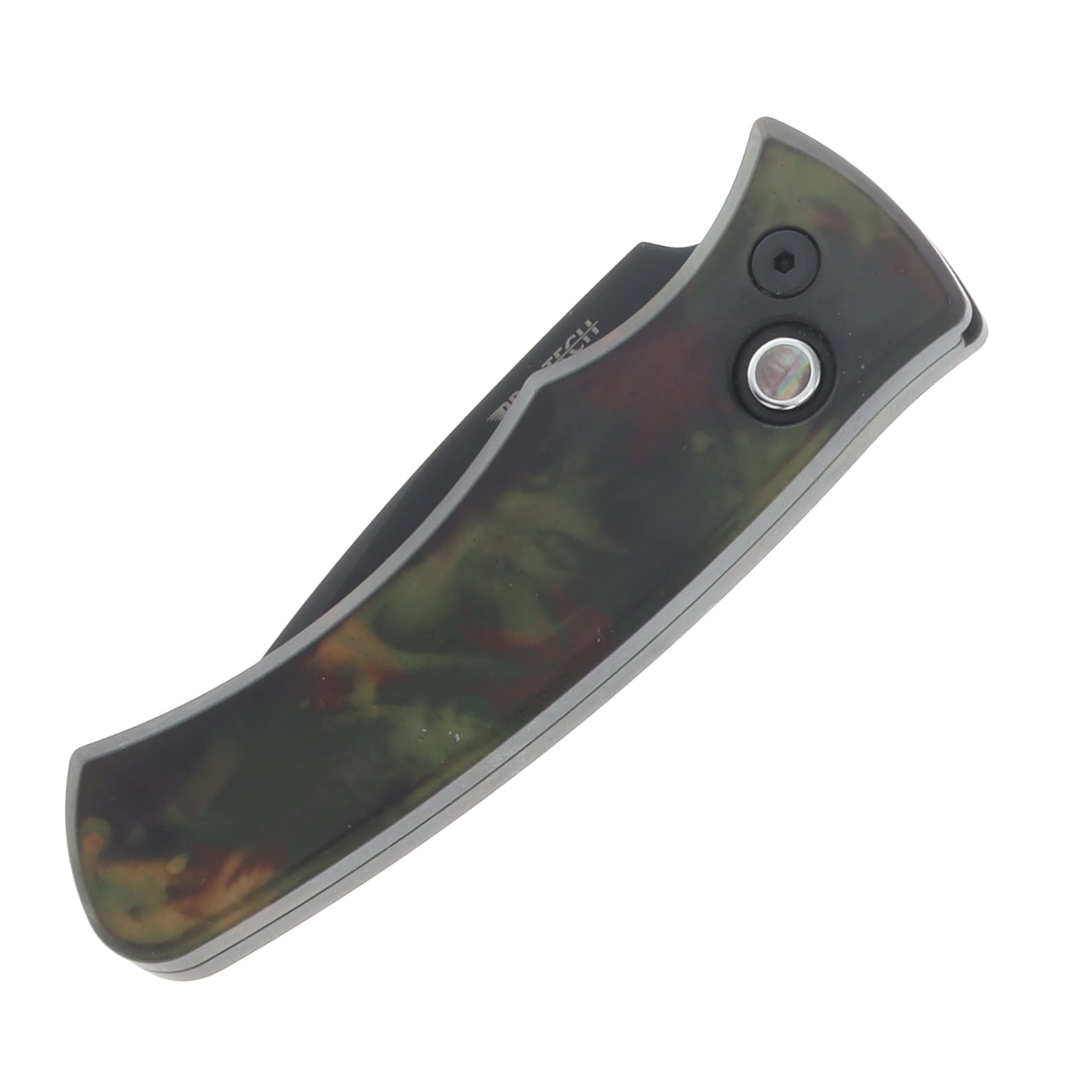 Pro Tech OTS Auto Duke 2 Woodland Camo Custom Aluminum Handle DLC Black Magnacut Blade AUPTDUKE2103-WOOD View 4