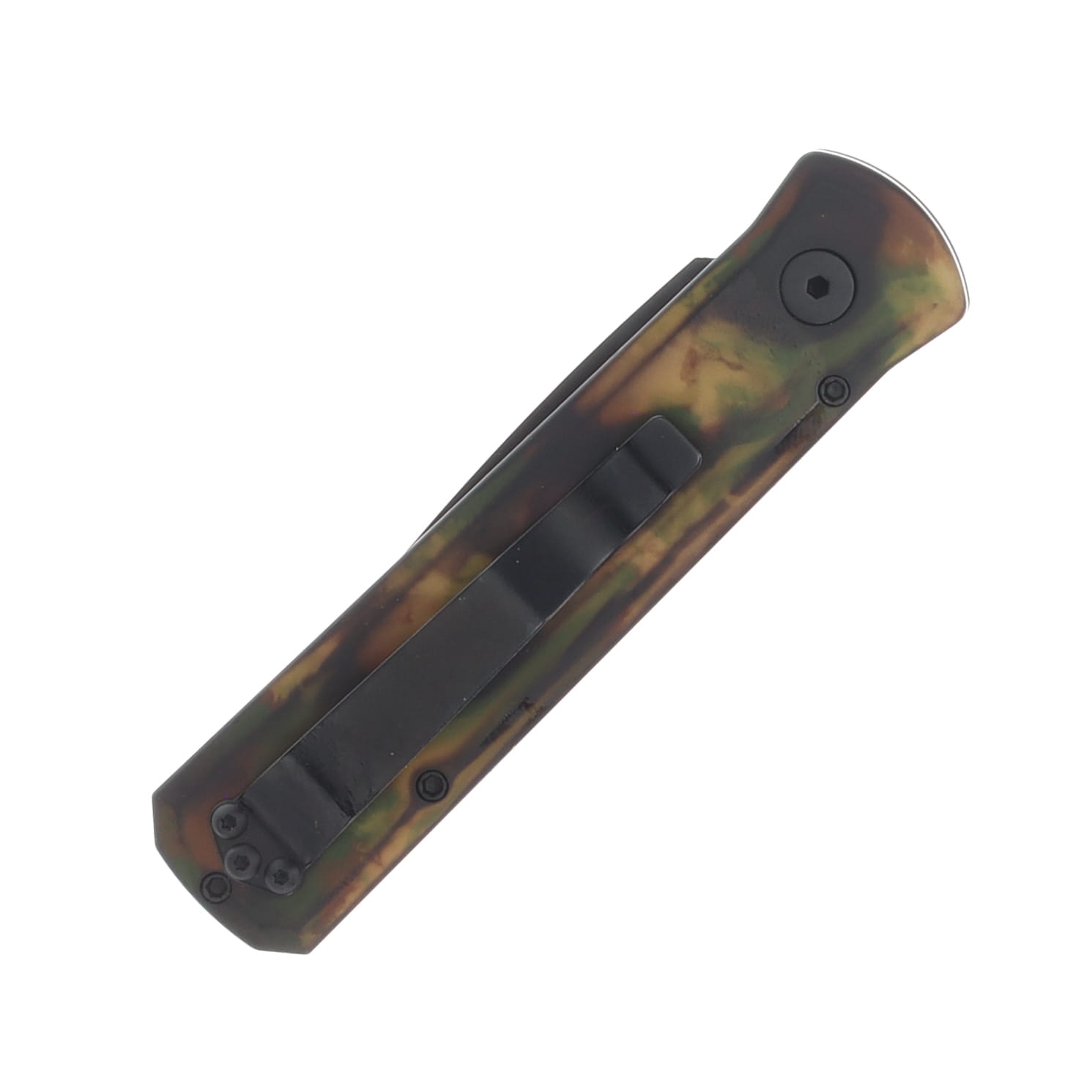 Pro Tech OTS Auto Godson Left Handed Woodland Camo Custom Handle Black DLC 154CM Blade AUPT721-LHWOODL View 4