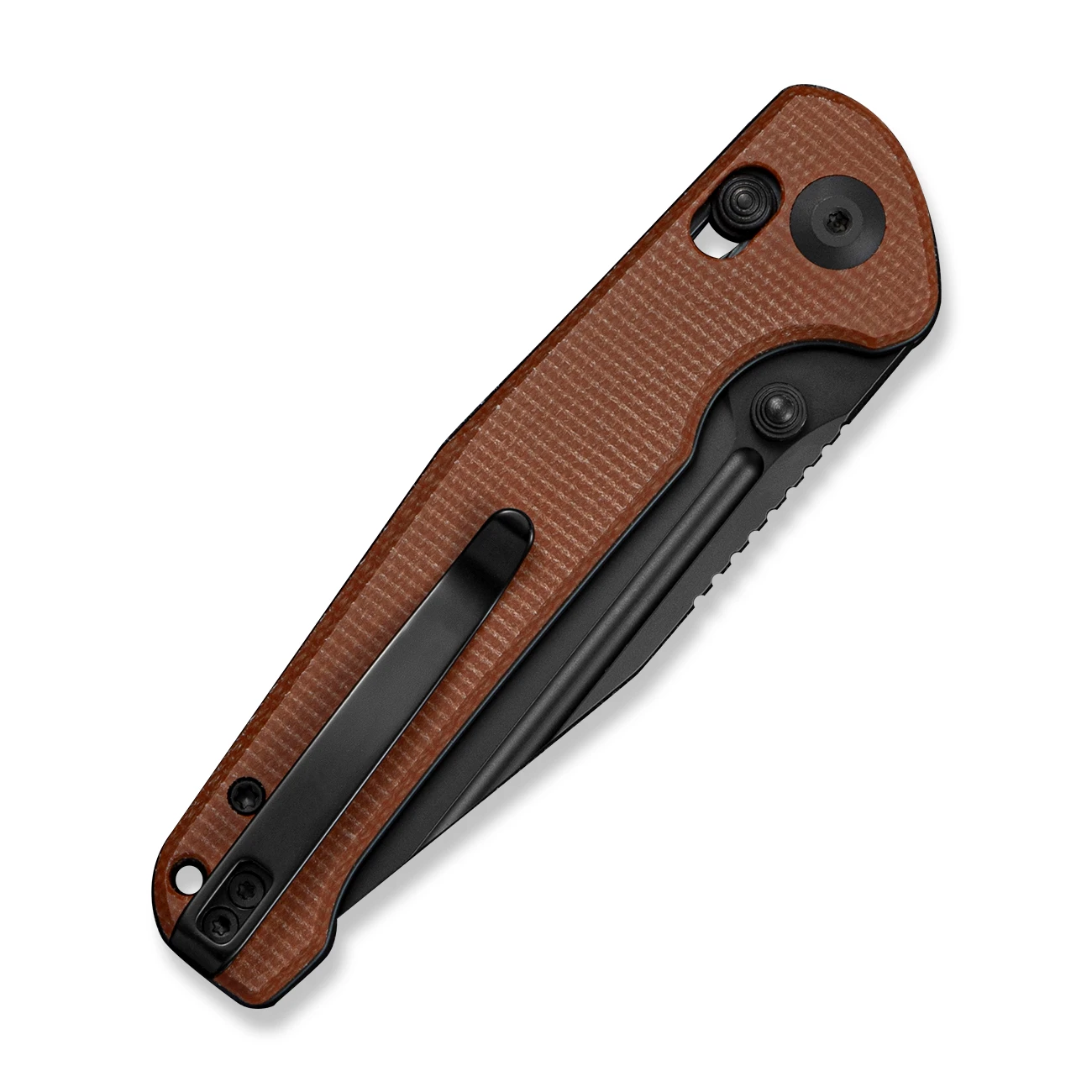 Sencut Glenspar Folding Knife Brown Canvas Micarta Handle Black 9Cr18MoV Blade S25046-3 View 5