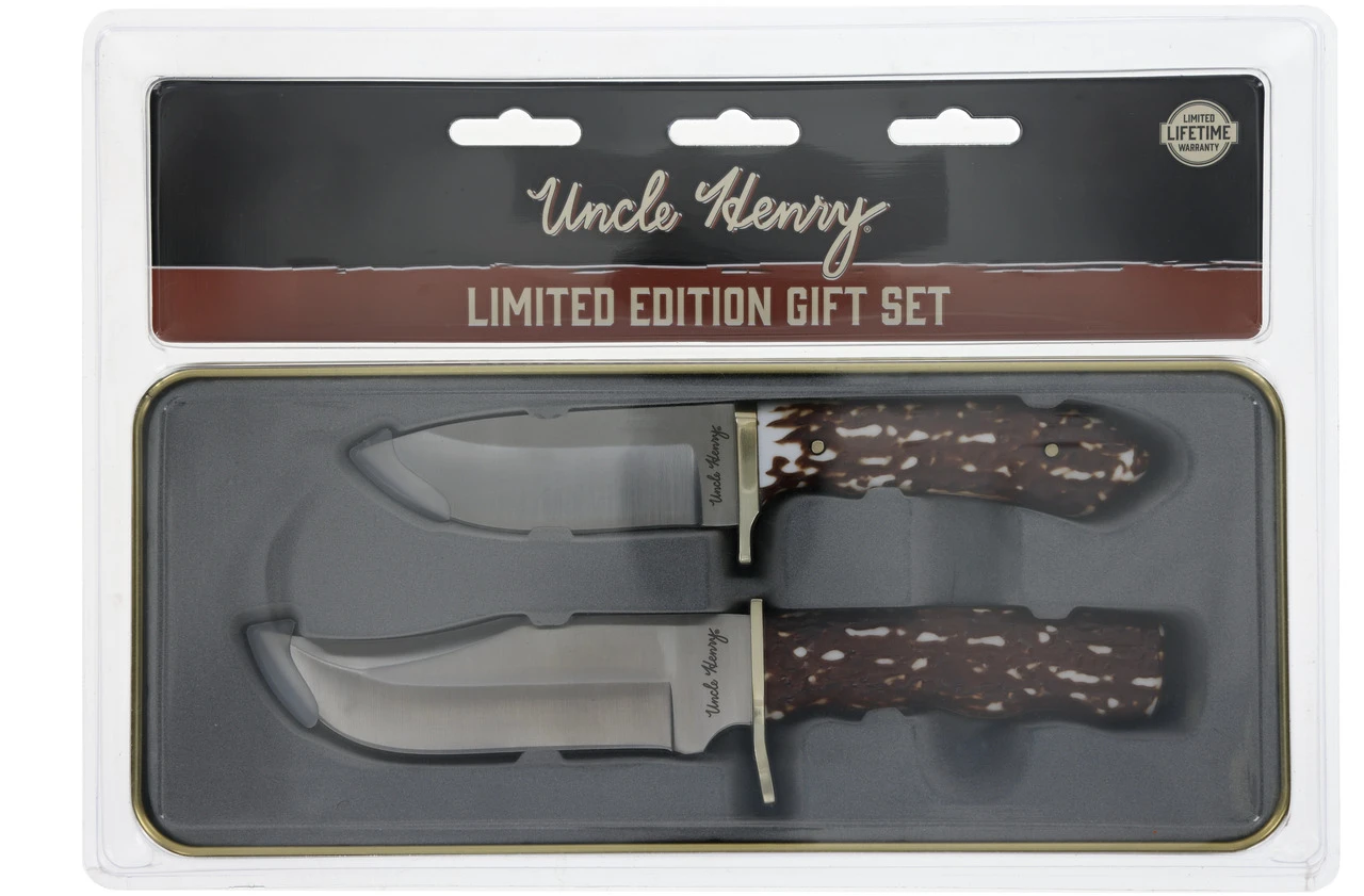 Uncle Henry 2 pc Synthetic Staglon Handle Fixed Combo With Gift Tin 1259532 View 2