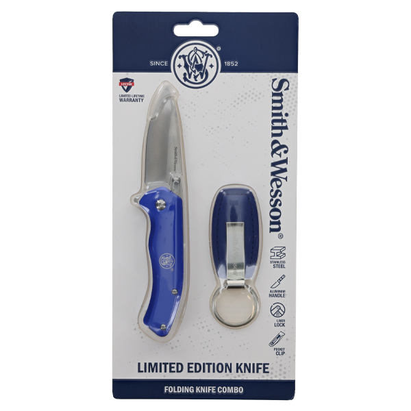 Smith & Wesson Folder Blue Aluminum Handle With Keychain Combo 1259484 View 3
