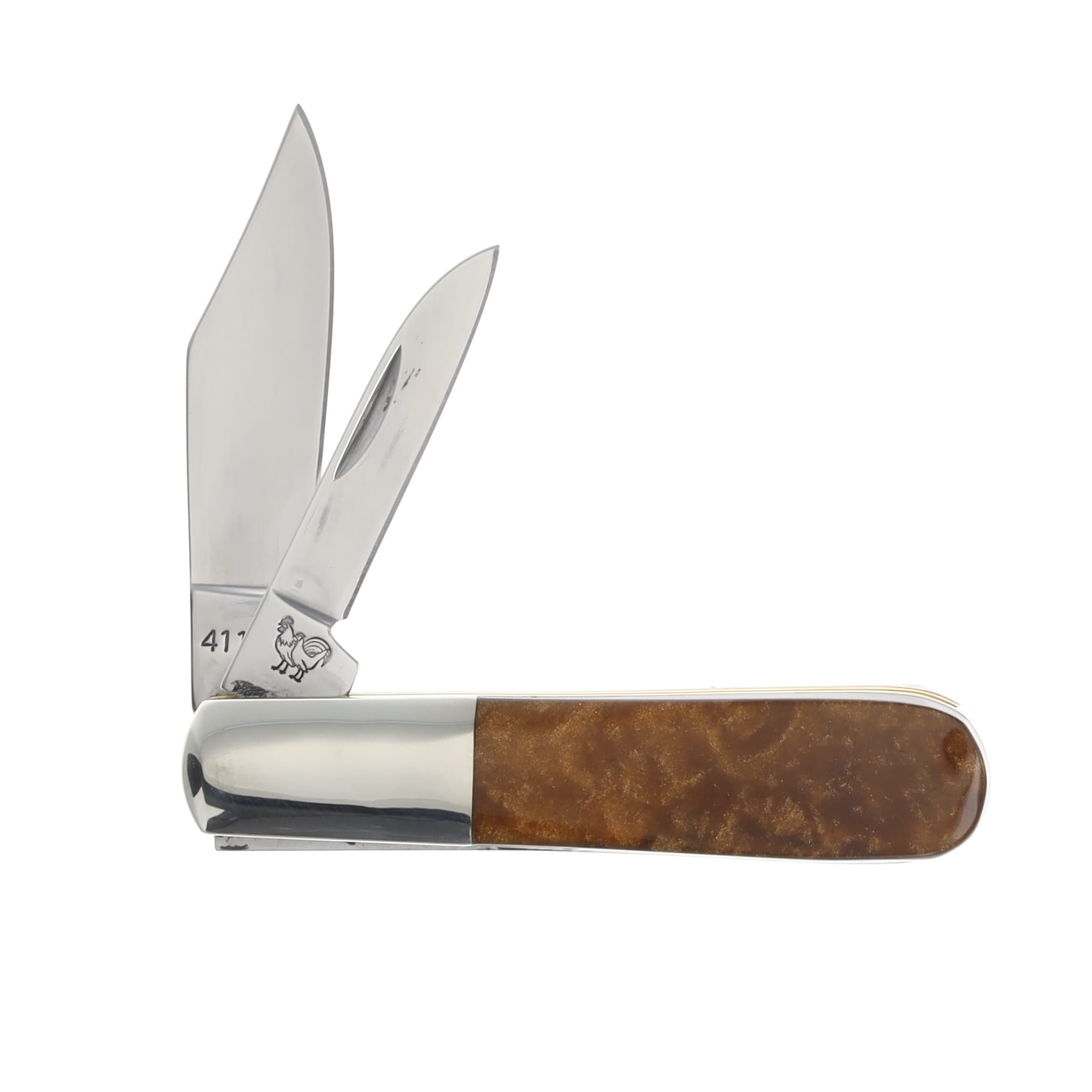 Hen & Rooster Michael Prater 2 Blade Barlow Folding Knife Copper Corelon Handle HR163MPCP View 2