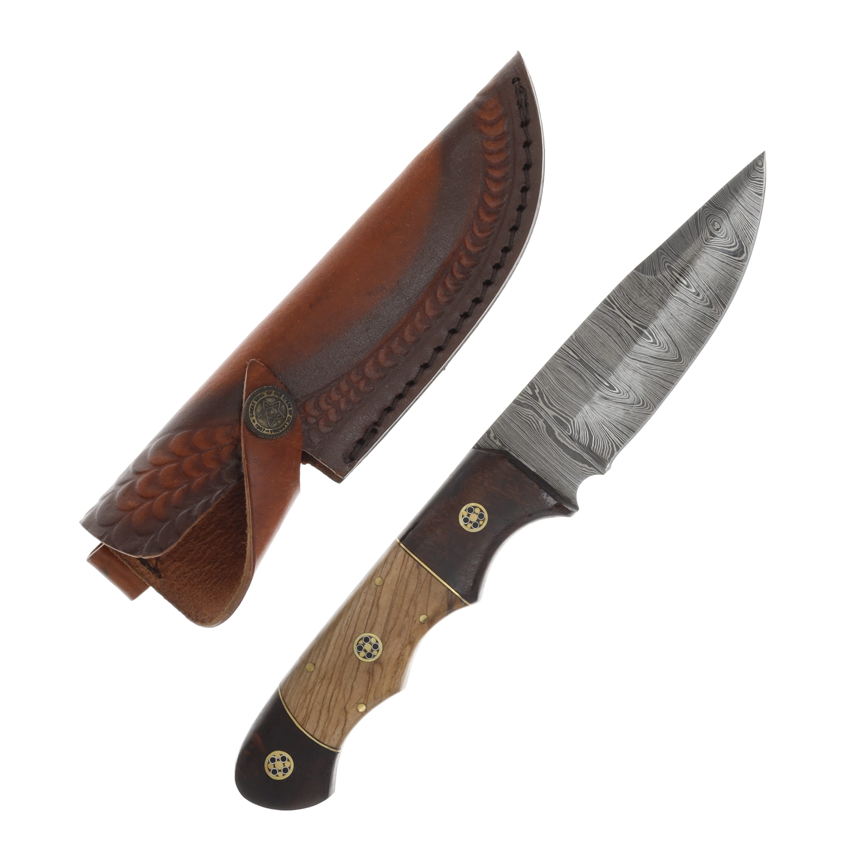 Valley Forge Damascus Fixed Blade Wood Handle VFD204OWWW View 1