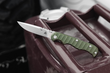 TOPS Tex Creek Mini Slipjoint Folding Knife M390/OD Green G-10 with Leather Sheath TPTEXSJ-01 View 1