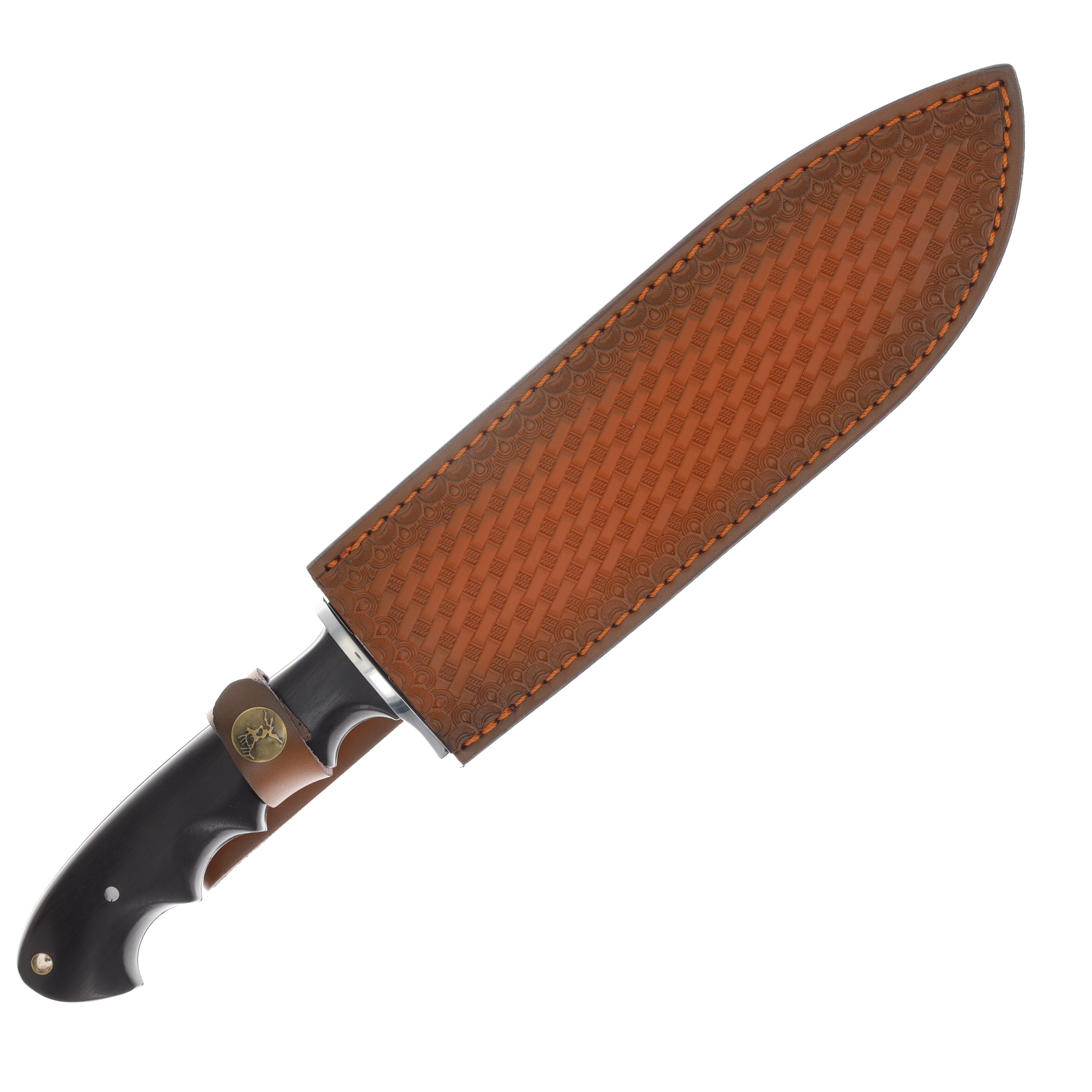 Elk Ridge Bowie//Black Wood Handle/Leather Sheath MCER438PBK