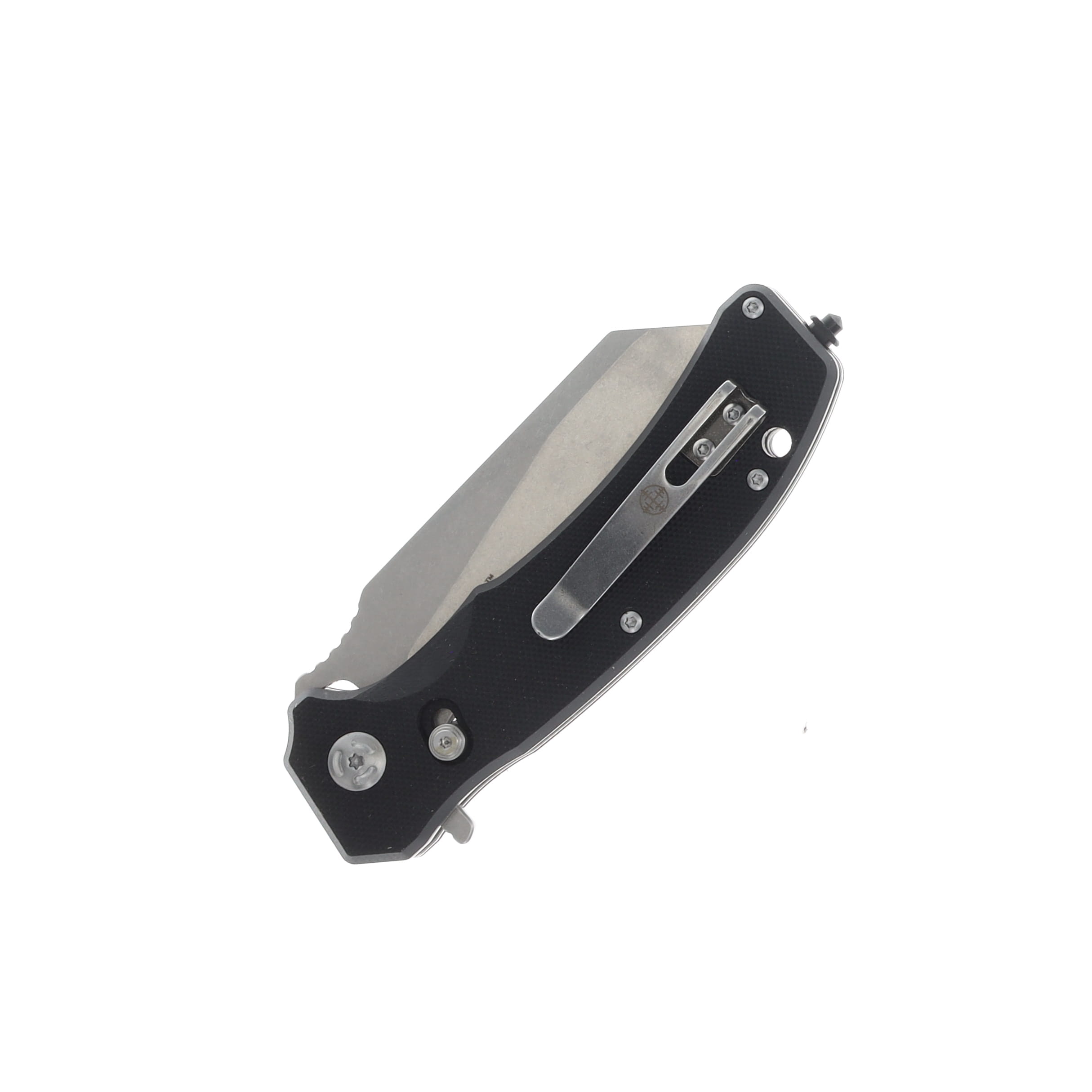 Elite Tactical SHATTER Folder/D2 Stonewash Wharncliffe/Black Handle MCETFDR014 View 4