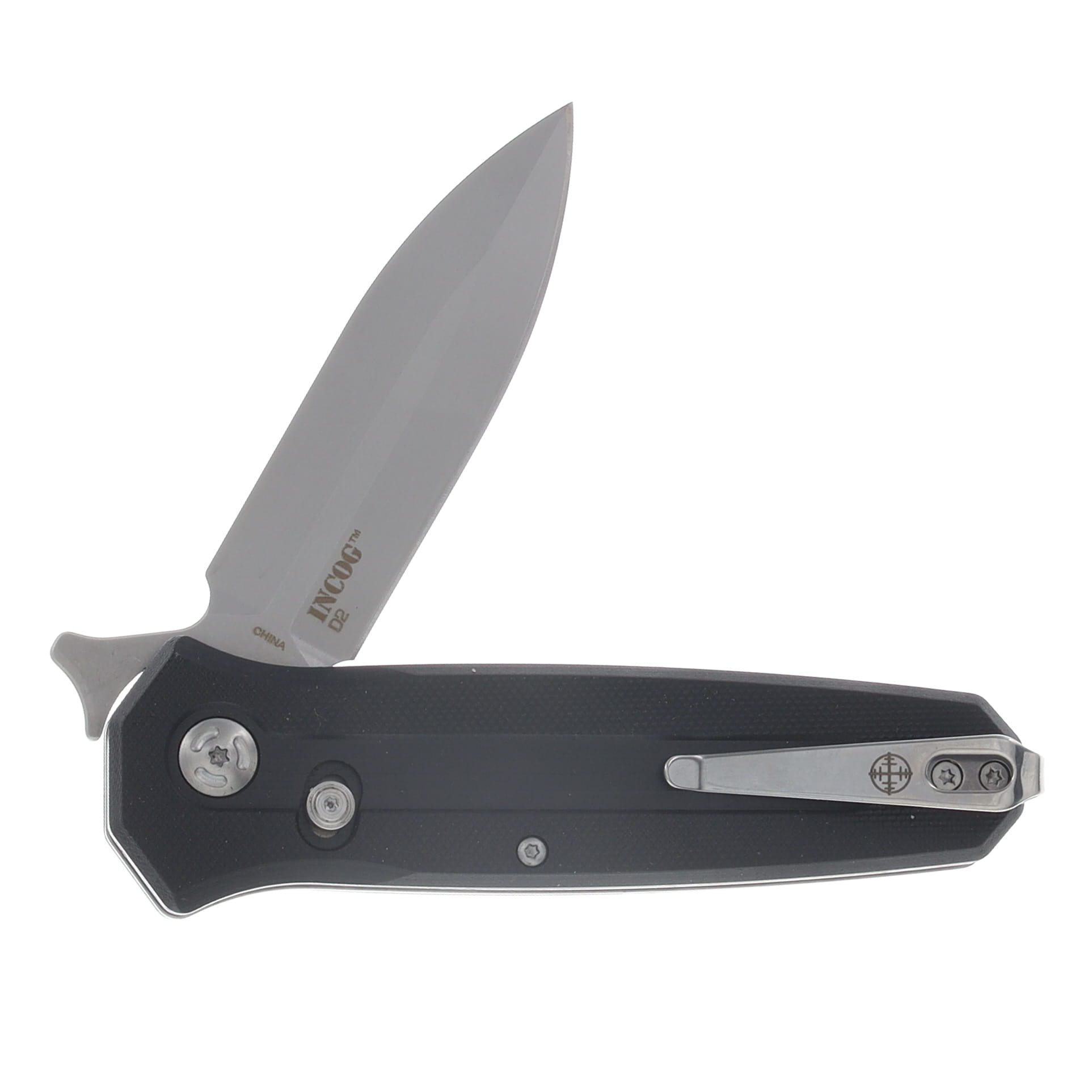 Elite Tactical INCOG Folder/Stonewash D2 Spear Point Blade/Black Handle MCETFDR017 View 4