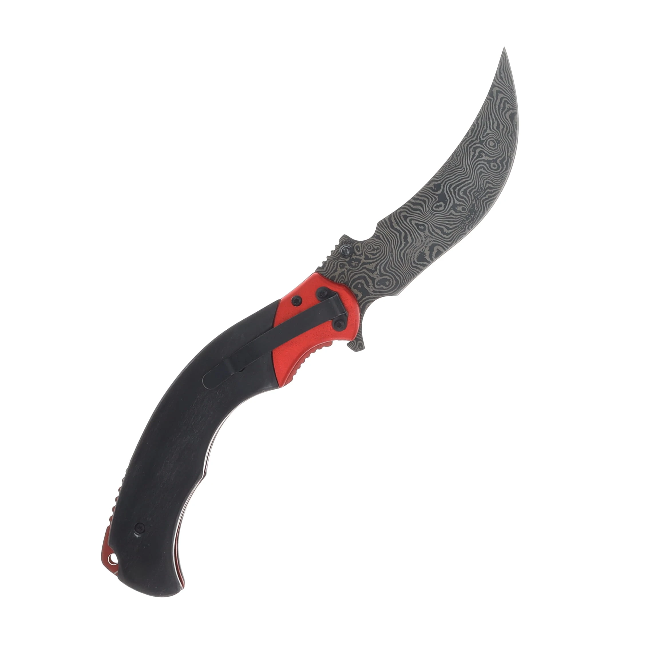 Masters Collection MC-A063RD Folding Knife Red/Black Damascus Pattern Blade MCMCA063RD View 3