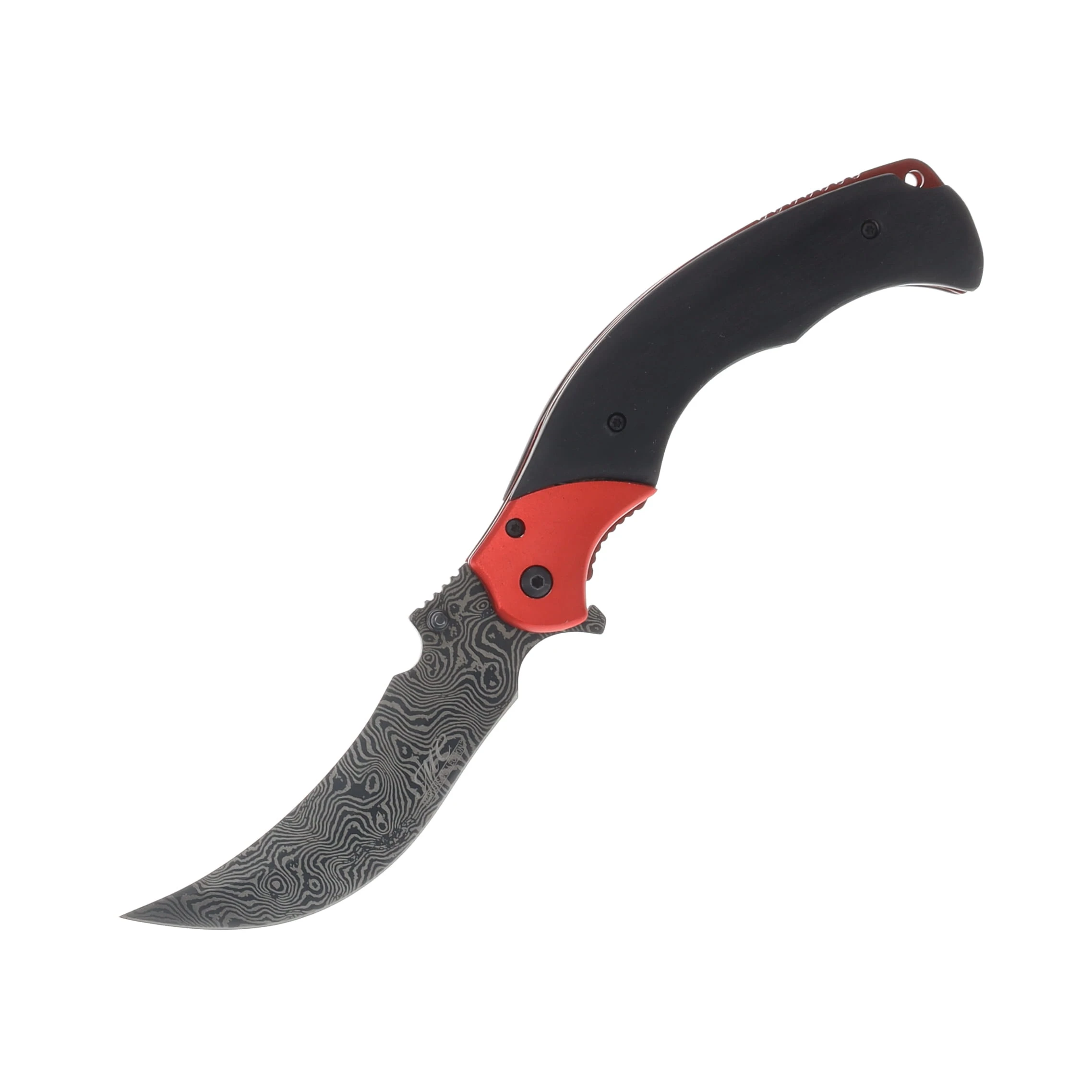Masters Collection MC-A063RD Folding Knife Red/Black Damascus Pattern Blade MCMCA063RD View 1
