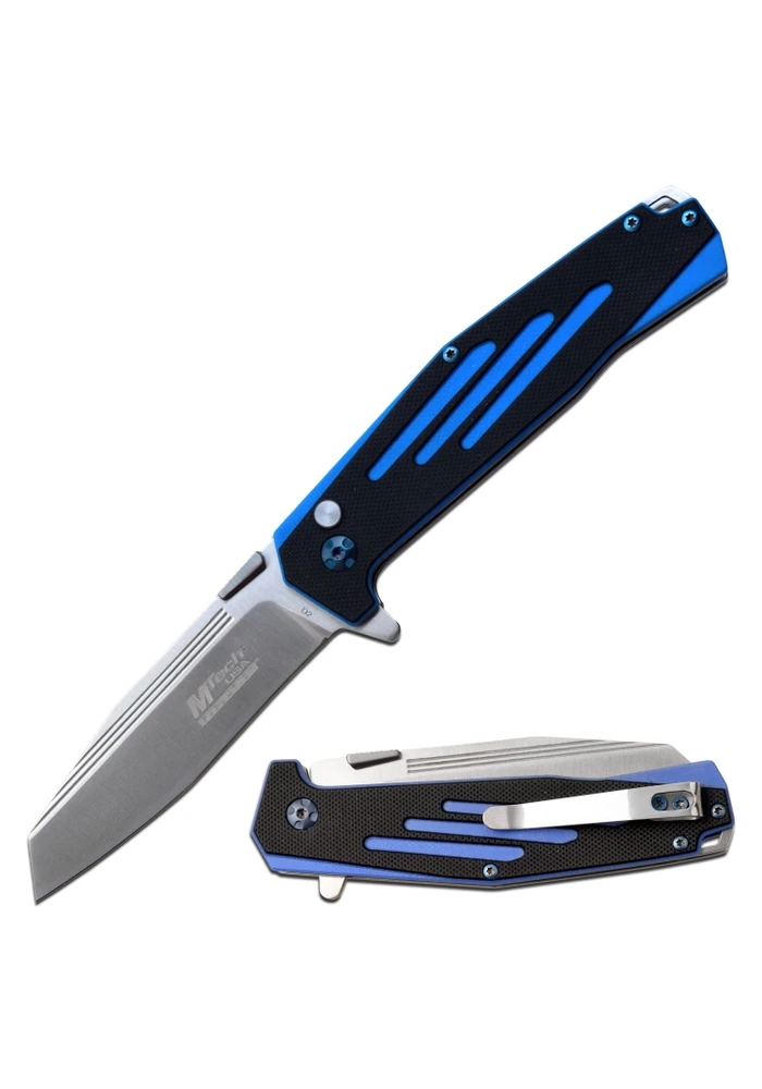 MTech USA Evolution Manual Folding Knife/Satin D2 Wharncliffe/Blue & Black G10 Handle MCMTEFDR034BL View 5