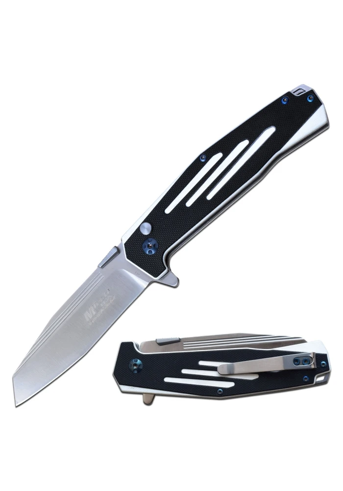 MTech USA Evolution Manual Folding Knife/Satin D2 Wharncliffe/White & Black G10 Handle MCMTEFDR034WH View 5