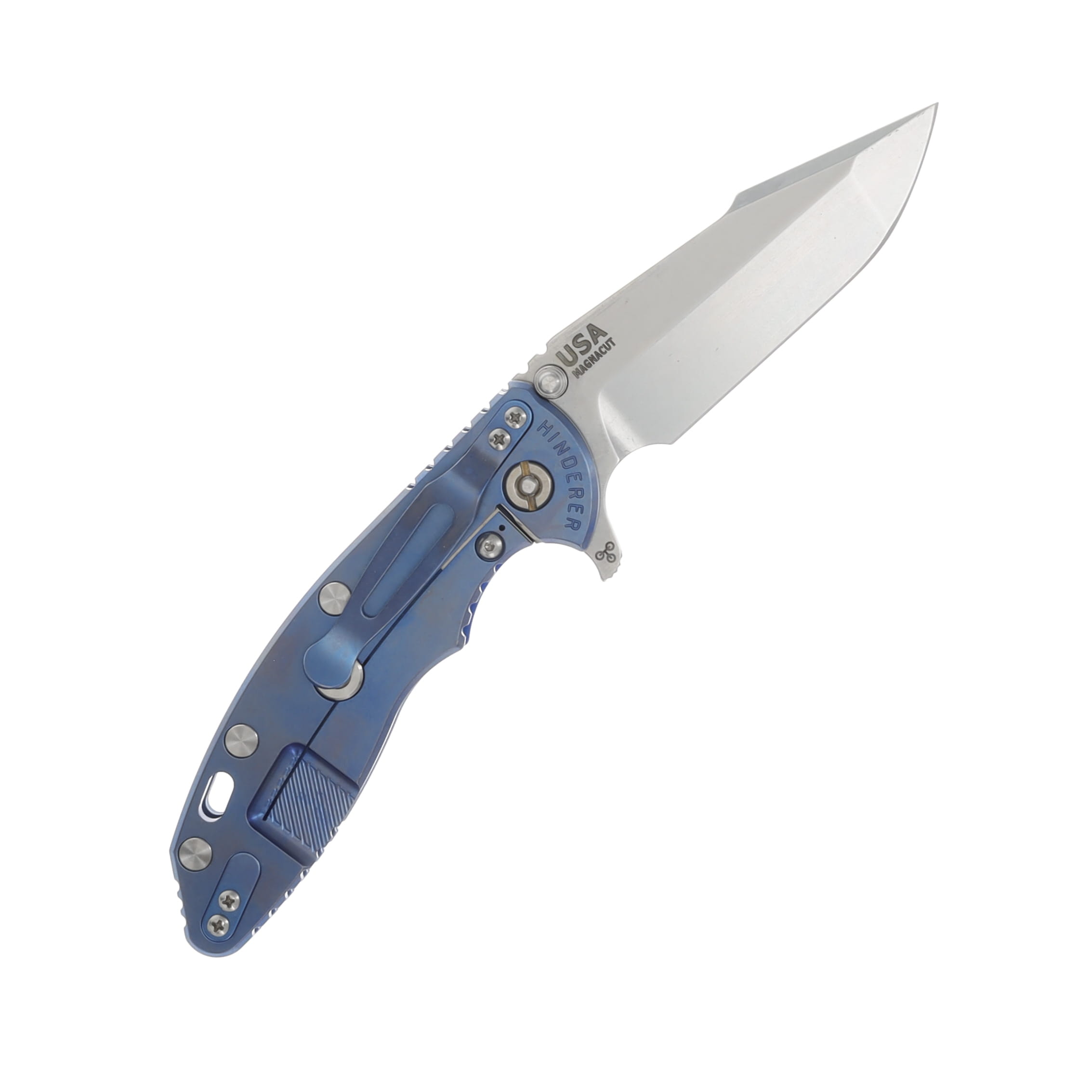 Hinderer 3.5 XM-18 Skinny Harpoon Spanto Tri-Way Stonewash Blue with Blue G10 KXM35SKHSTWSWBLBL View 2