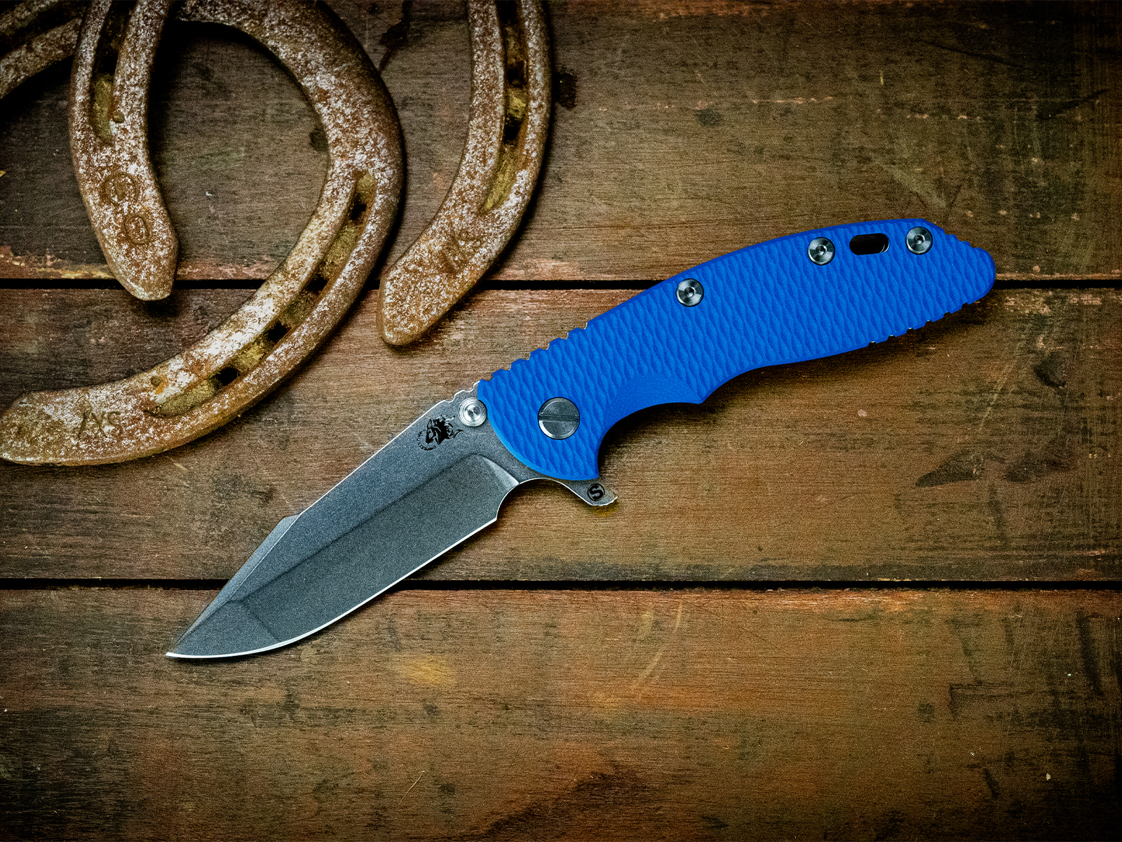 Hinderer 3.5 XM-18 Skinny Harpoon Spanto Tri-Way Stonewash Blue with Blue G10 KXM35SKHSTWSWBLBL View 5