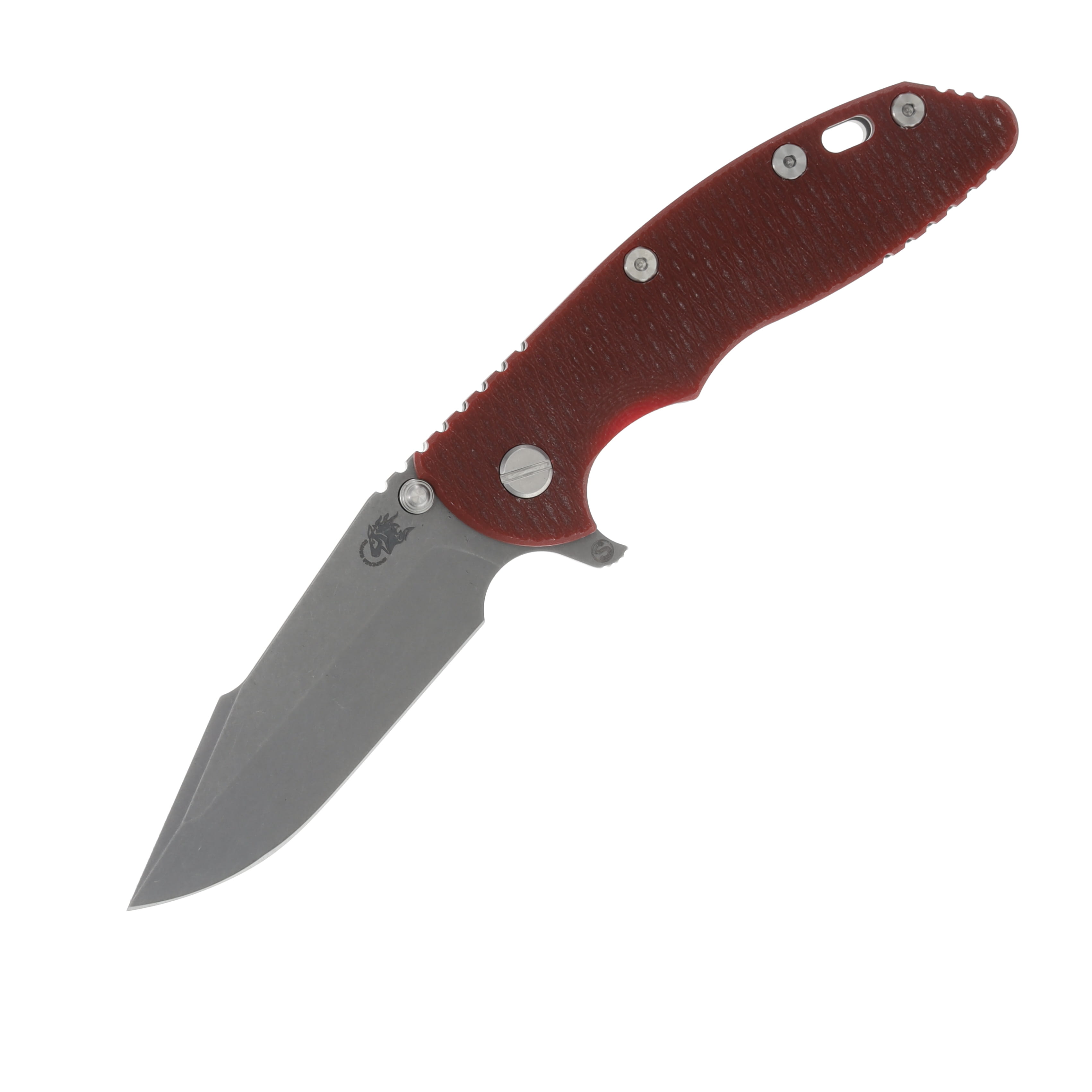 Hinderer 3.5 XM-18 Skinny Harpoon Spanto Tri-Way Working Finish Red G-10 KXM35SKHSTWWFRD View 1