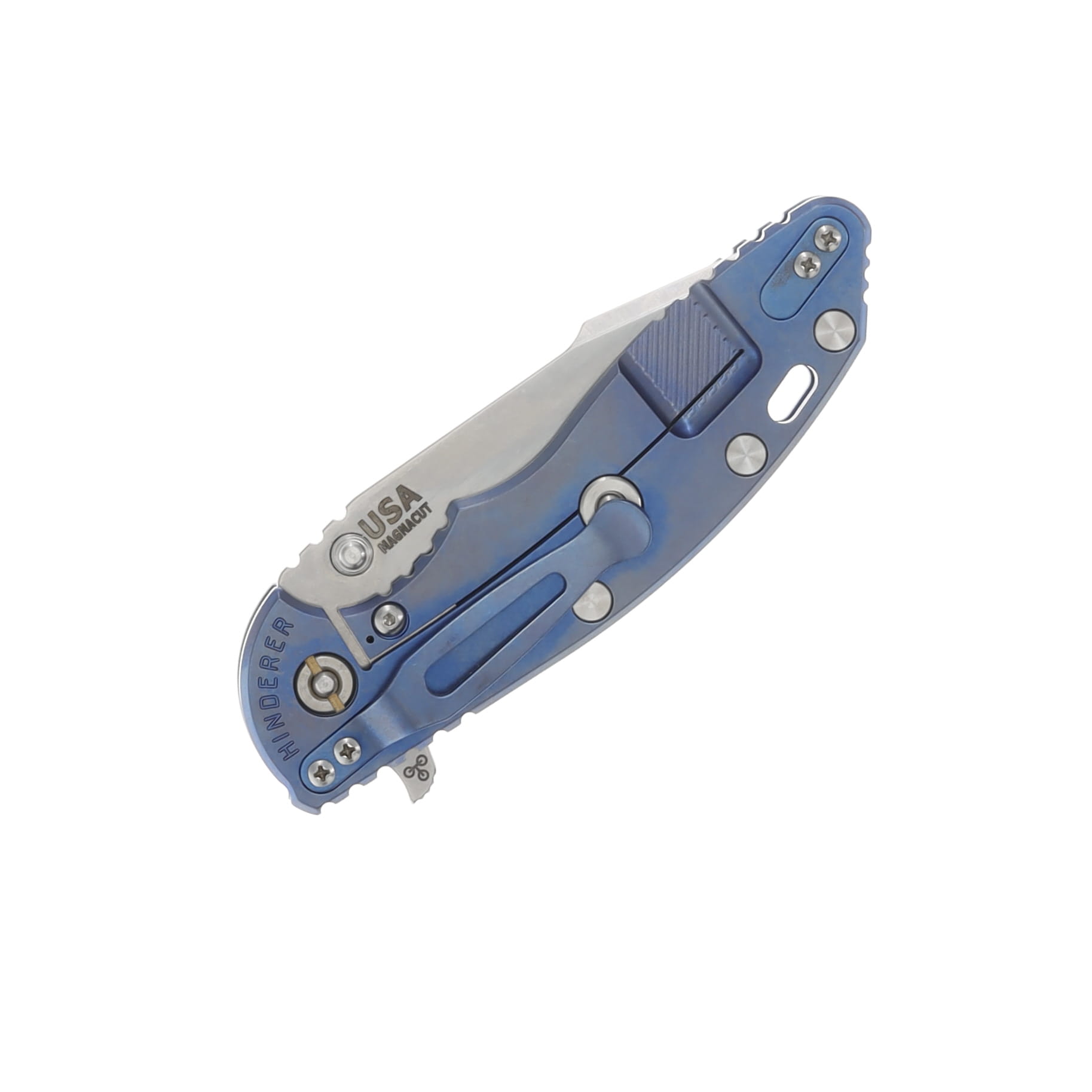 Hinderer 3.5 XM-18 Skinny Harpoon Spanto Tri-Way Stonewash Blue Translucent Green G-10 KXM35SKHSTWSWBLTG View 4