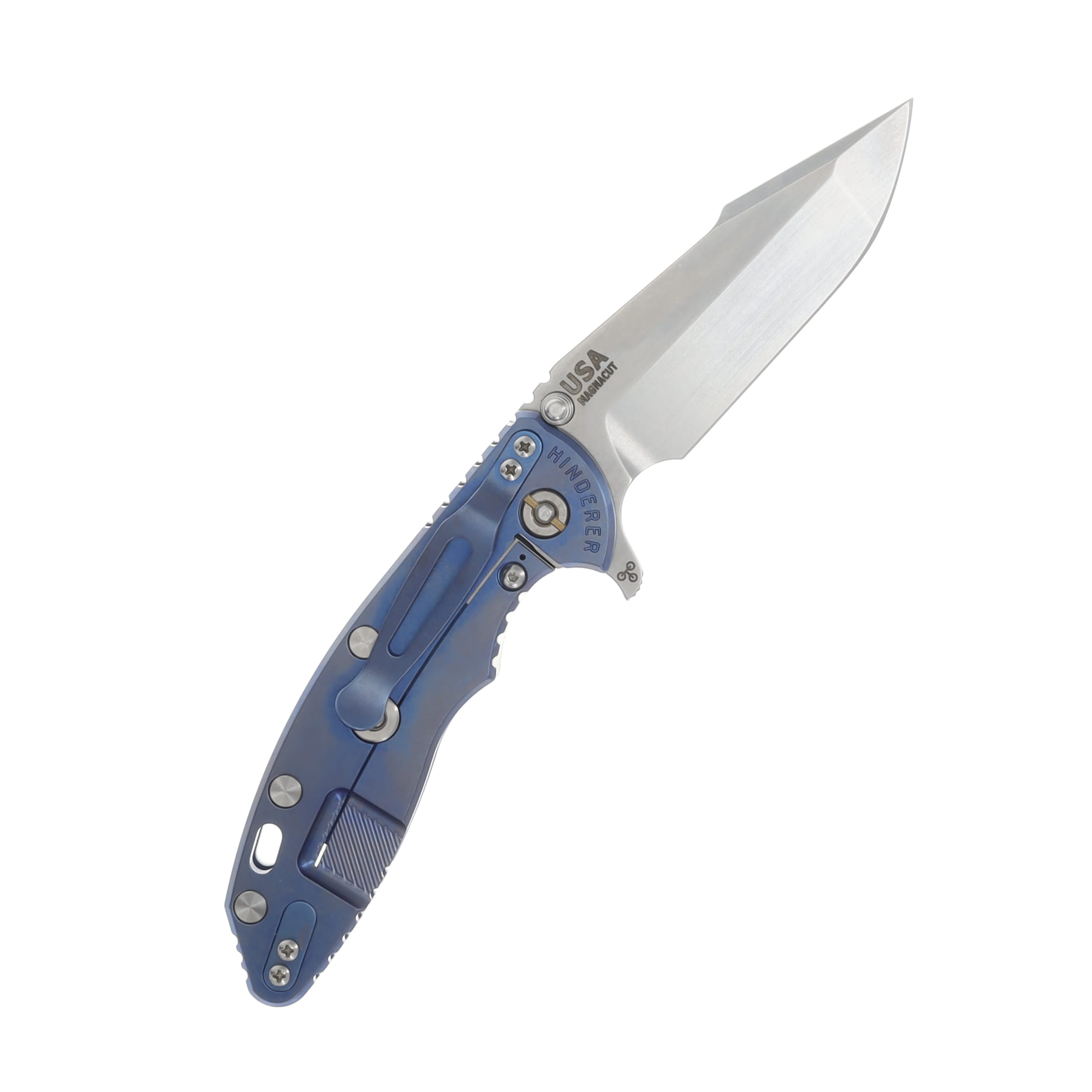 Hinderer 3.5 XM-18 Skinny Harpoon Spanto Tri-Way Stonewash Blue Translucent Green G-10 KXM35SKHSTWSWBLTG View 2