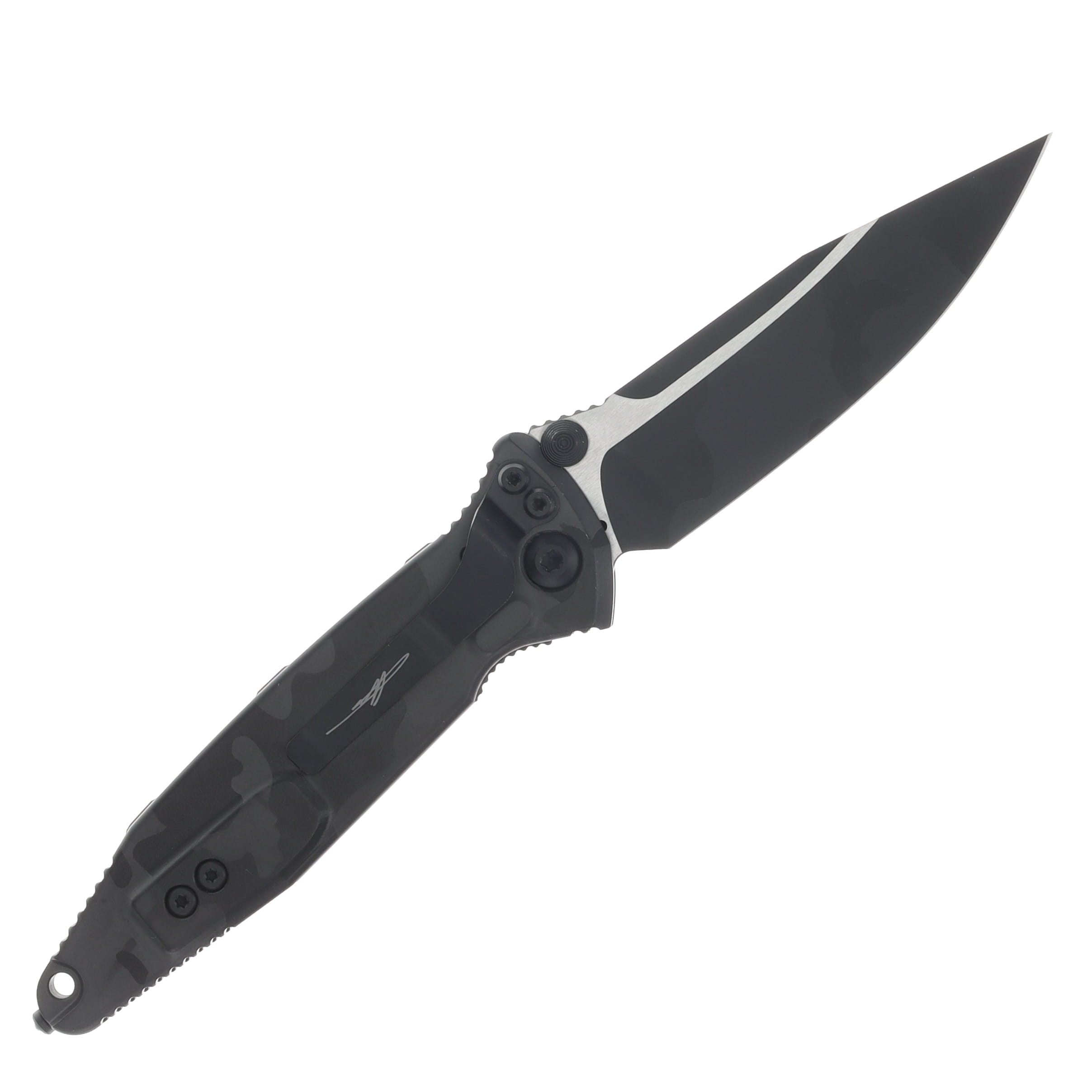 Microtech Socom Elite Folding Knife T/E Standard Midnight Camo Signature Series MT1601MNCSZ4 View 2
