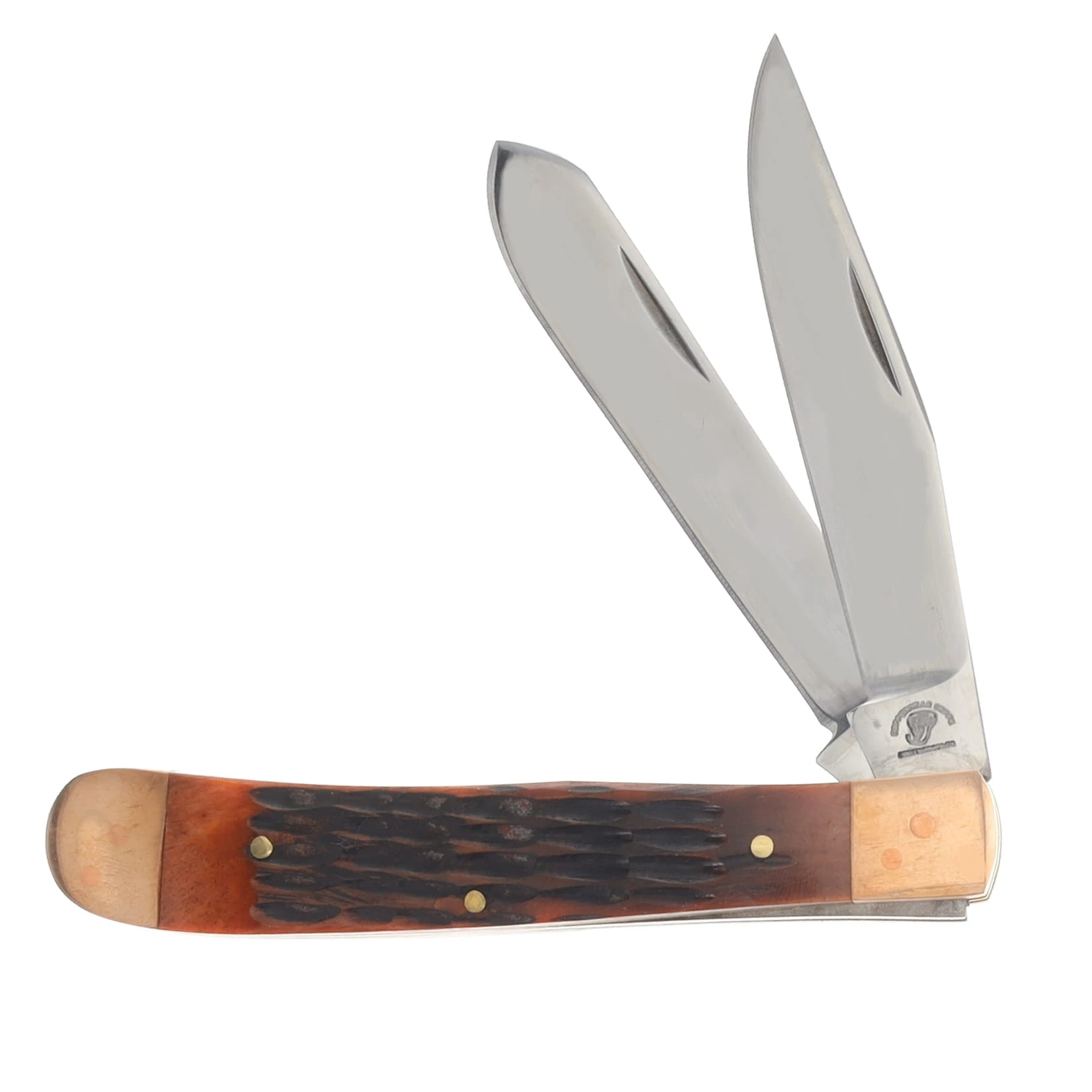 Frost Copperhead Creek Amber Jigged Bone Big Game Trapper Folding Knife FRCHC312AJBC View 1