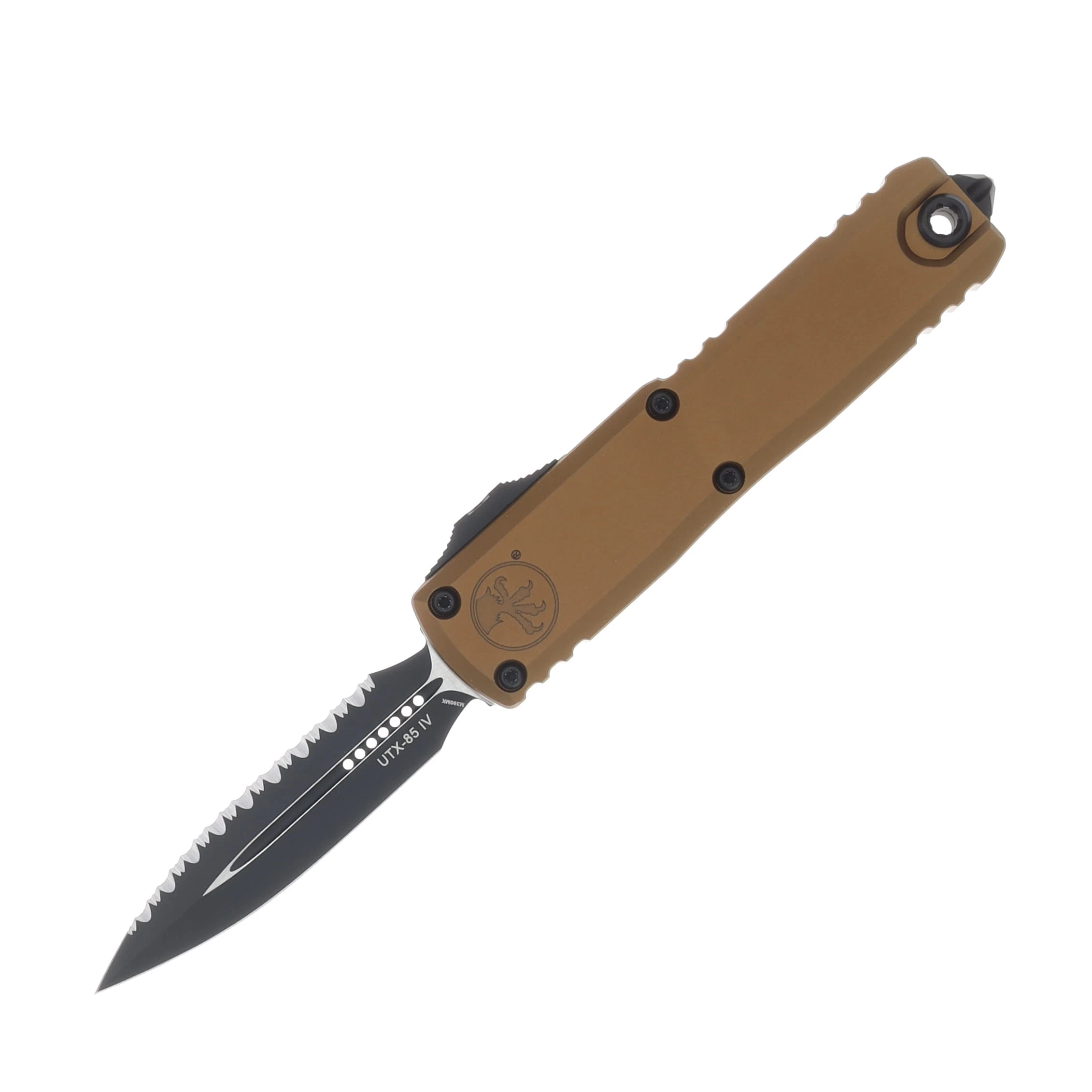 Microtech UTX-85 GEN IV OTF Auto D/E Black Full Serrate Tan AUMT123243TA View 1