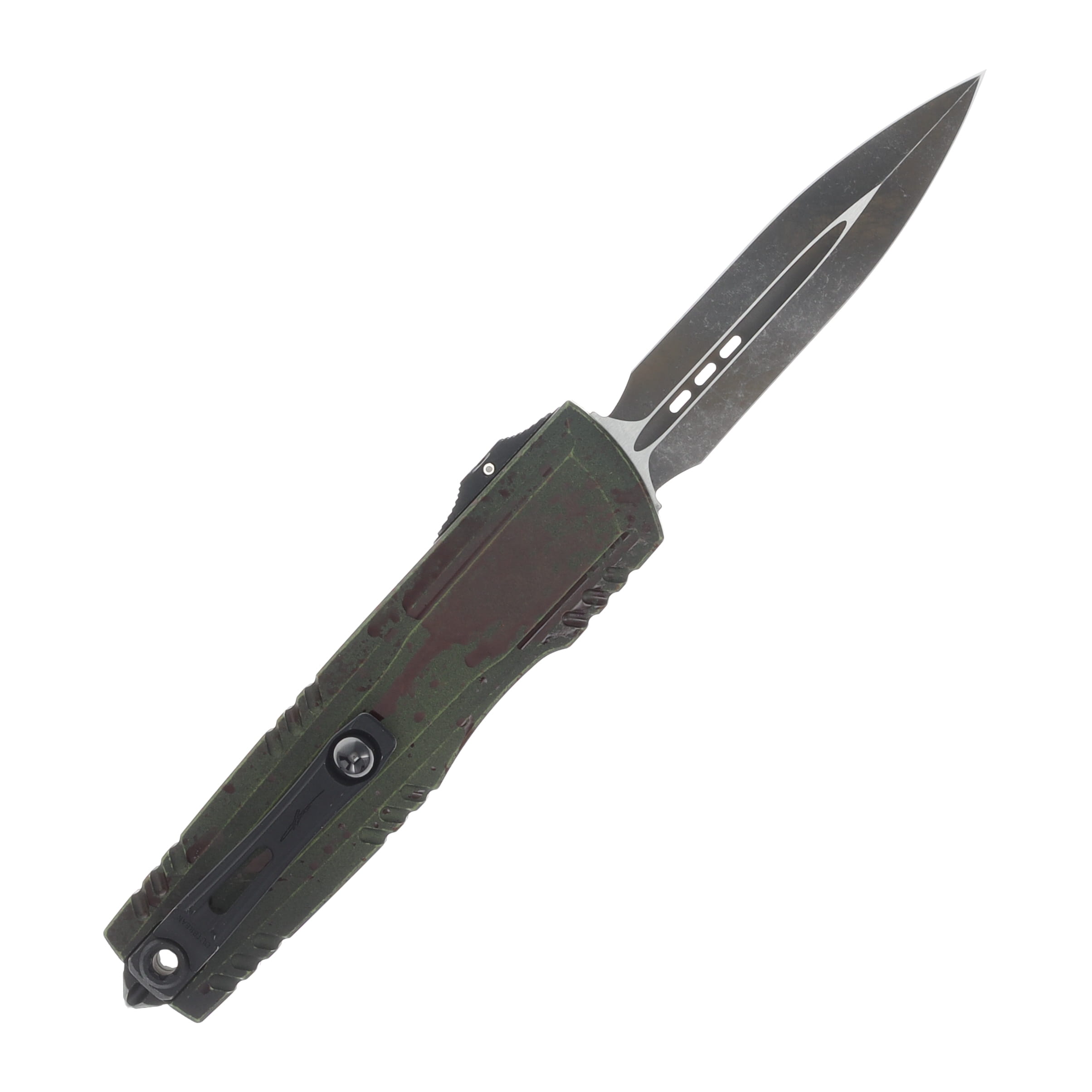 Microtech Luminary ZBP OTF Auto D/E Outbreak Signature Series Deep Engraved Standard TI Button Insert AUMT12701OBDS View 2