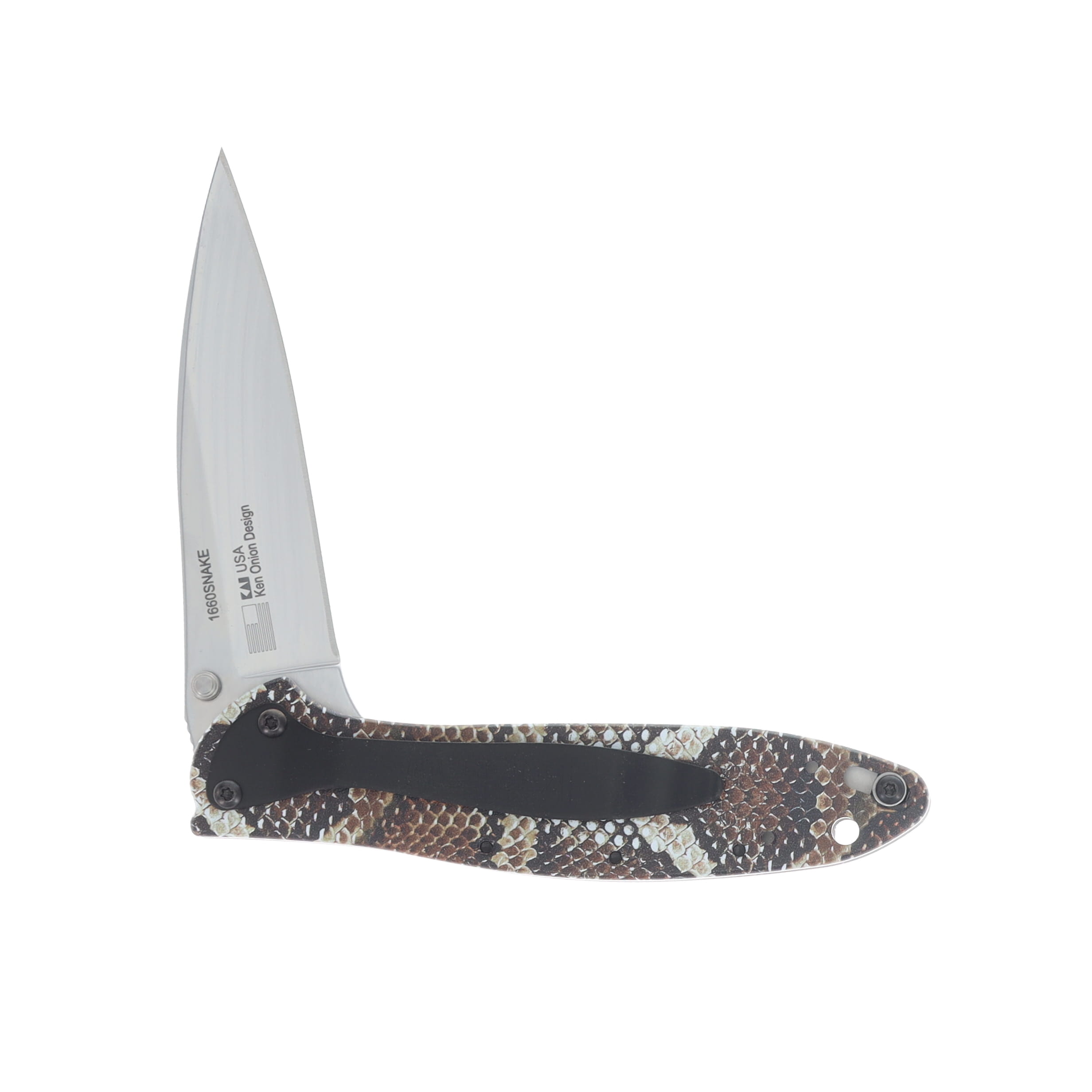 Kershaw Leek Aluminum Handle With SnakeSkin Pattern Artwork 14C28N Blade KS1660SNAKE View 4
