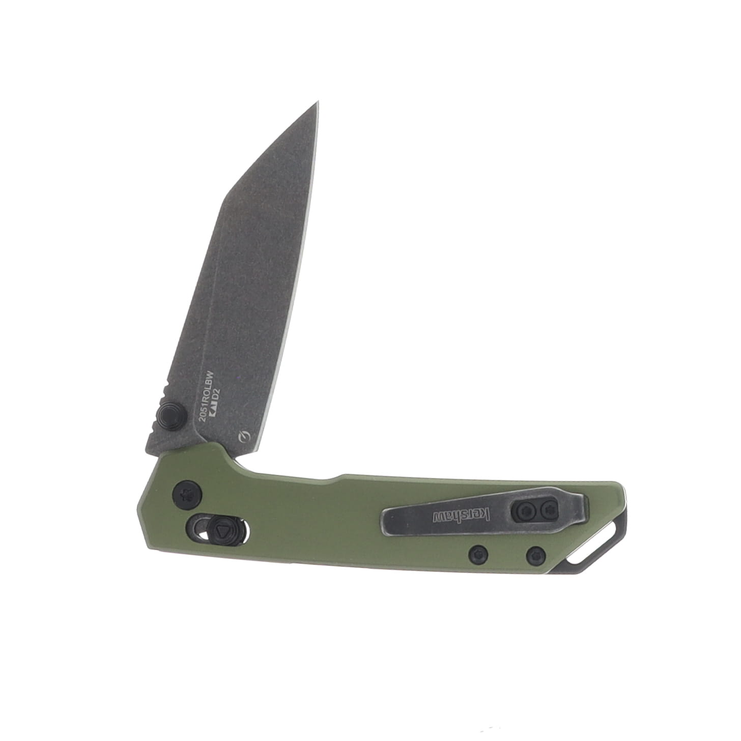 Kershaw Mini Iridium Dura Lock Olive Aluminum Handle Blackwash D2 Blade KS2051ROLBW View 4