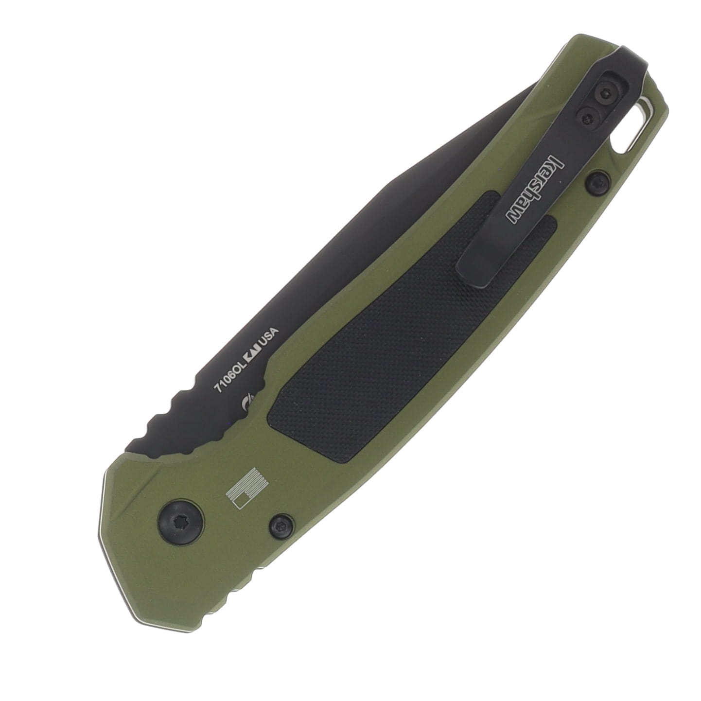 Kershaw Auto Launch 21 OD Green Anodized Aluminum Handle With Black G-10 Insert Black PVD Coated CPM-M4 Blade AUKS7106OL View 4