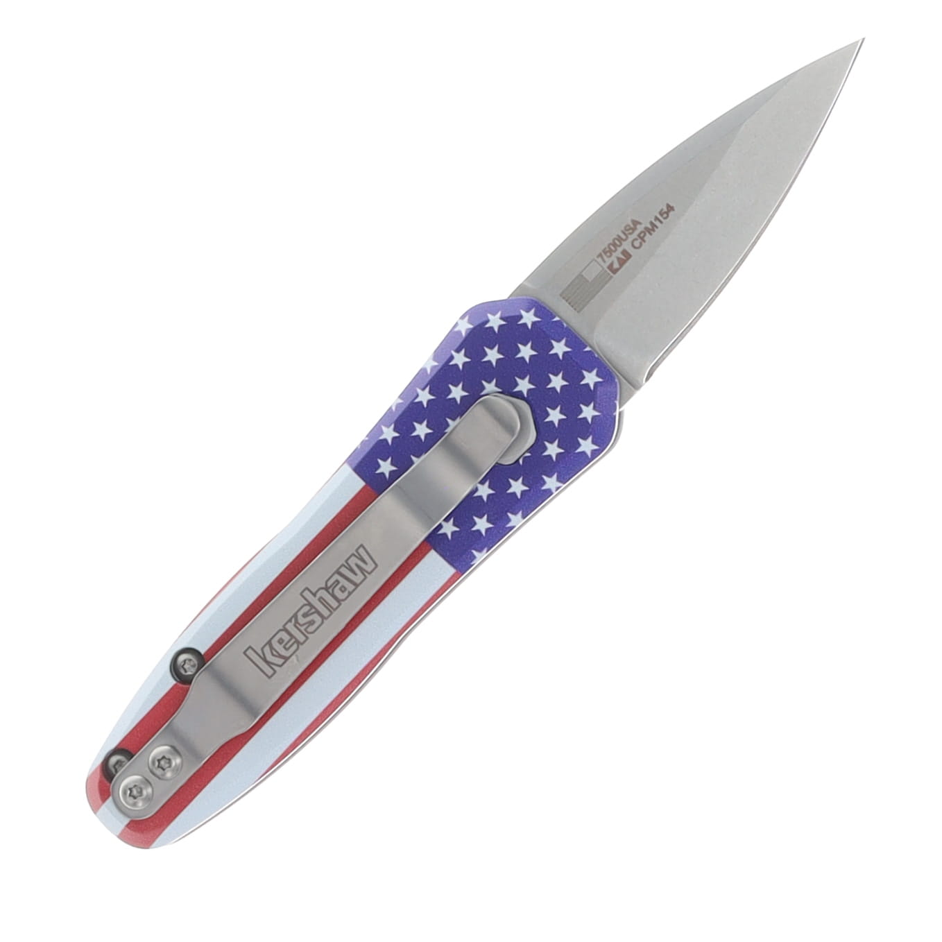 Kershaw Auto Launch 4 American Flag Pattern Aluminum Handle Stonewash CPM-154 Blade AUKS7500USA View 2