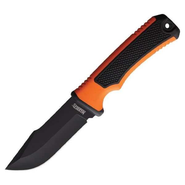 Marbles Fixed Blade Knife Orange - Black 4in Modified Clip Point MR692 View 3