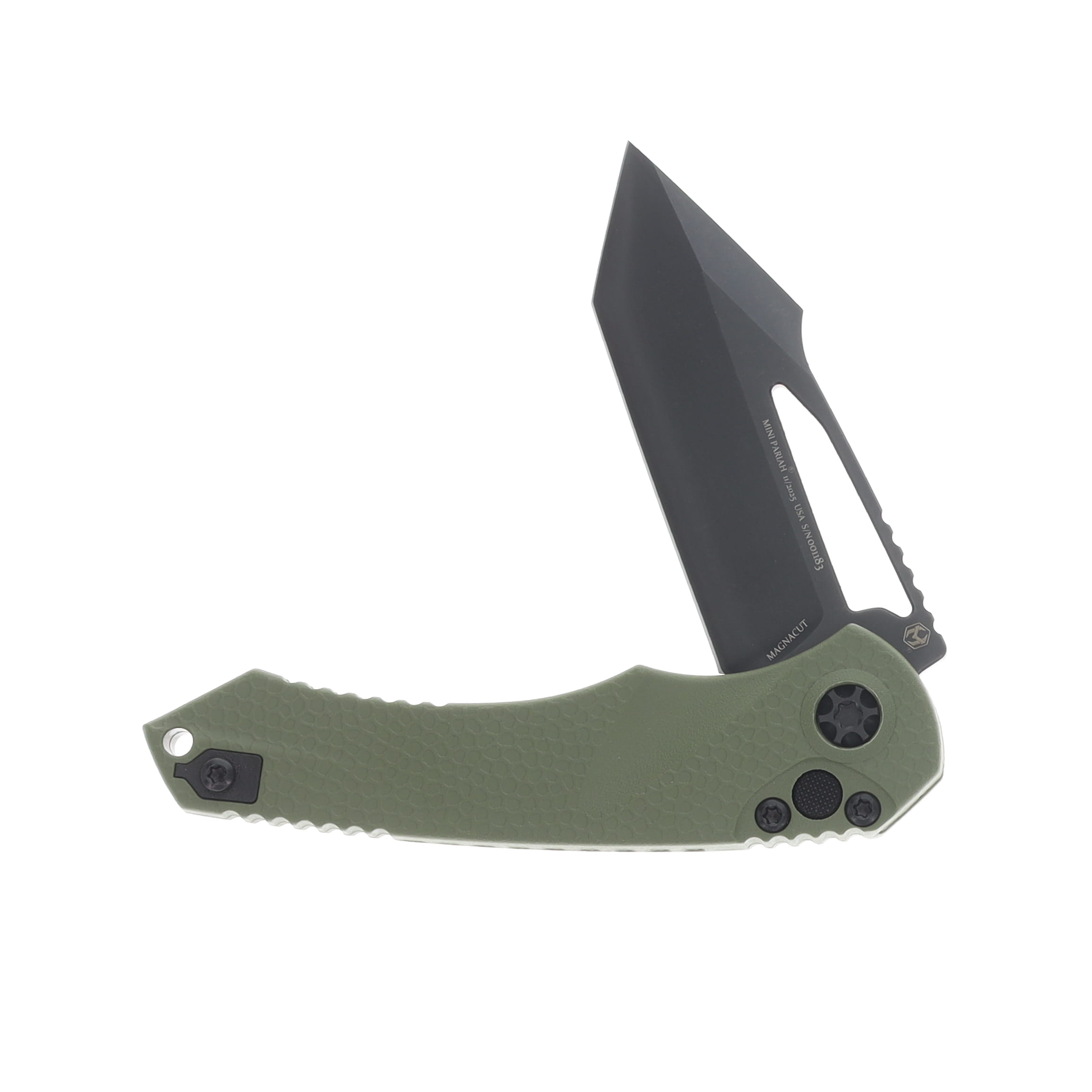 Heretic Mini Pariah Manual Folder Tanto DLC Standard OD Green Chassis H053-6A-GRN View 3