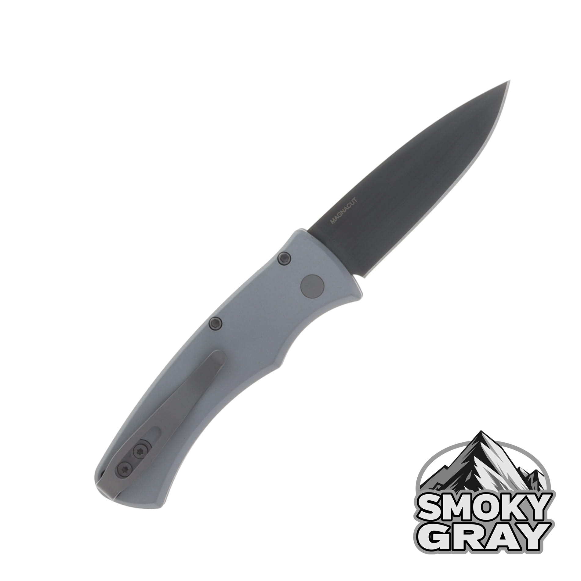 Pro-Tech SMKW Exclusive Duke 2 OTS Auto Smoky Grey Aluminum Handle Smoky Grey DLC Magnacut Blade AUPTDUKE2103-SMKW View 2