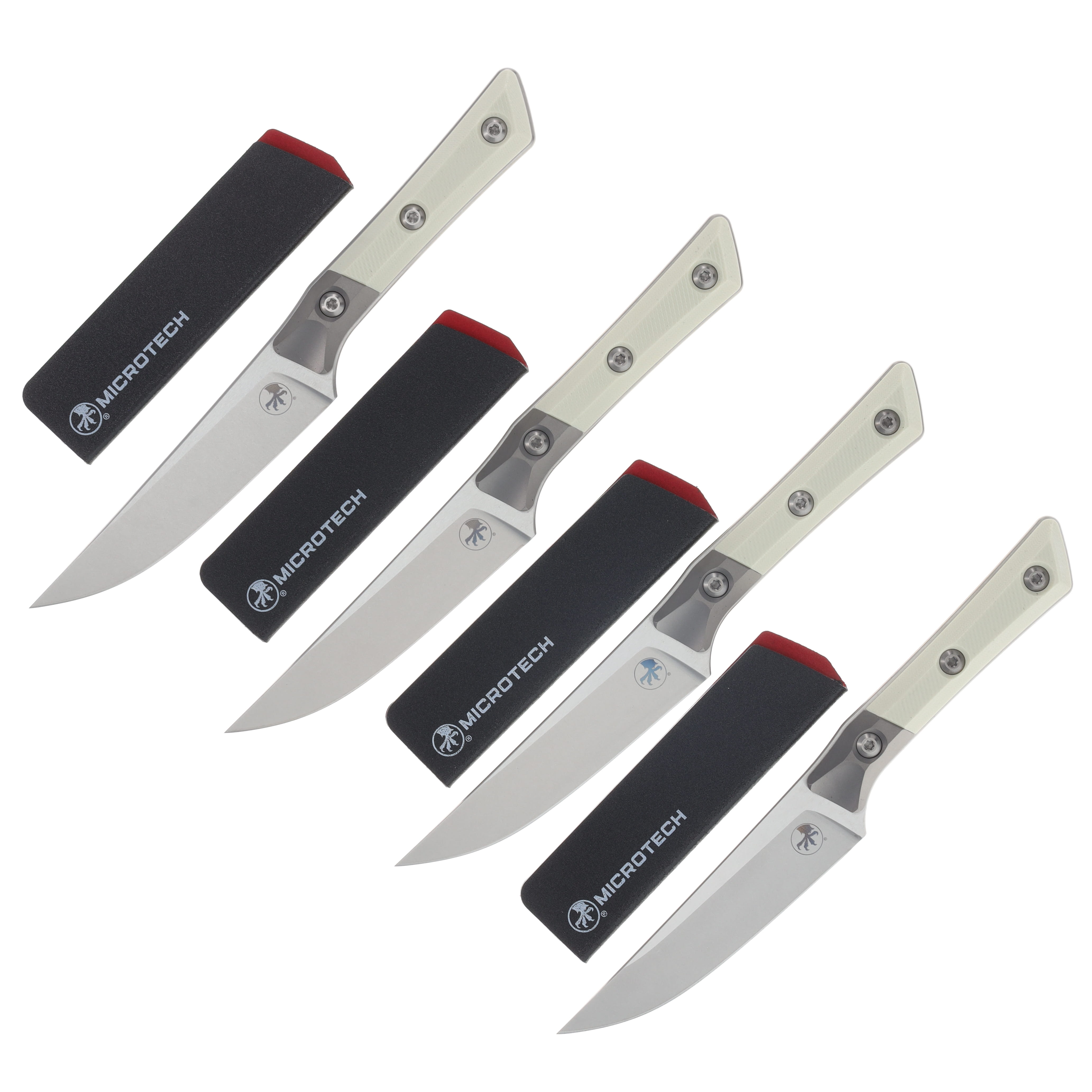 Microtech 4.5in Steak Knife 4Pc Set Stonewash Standard Ivory G-10 MT3600B10SETIV View 1