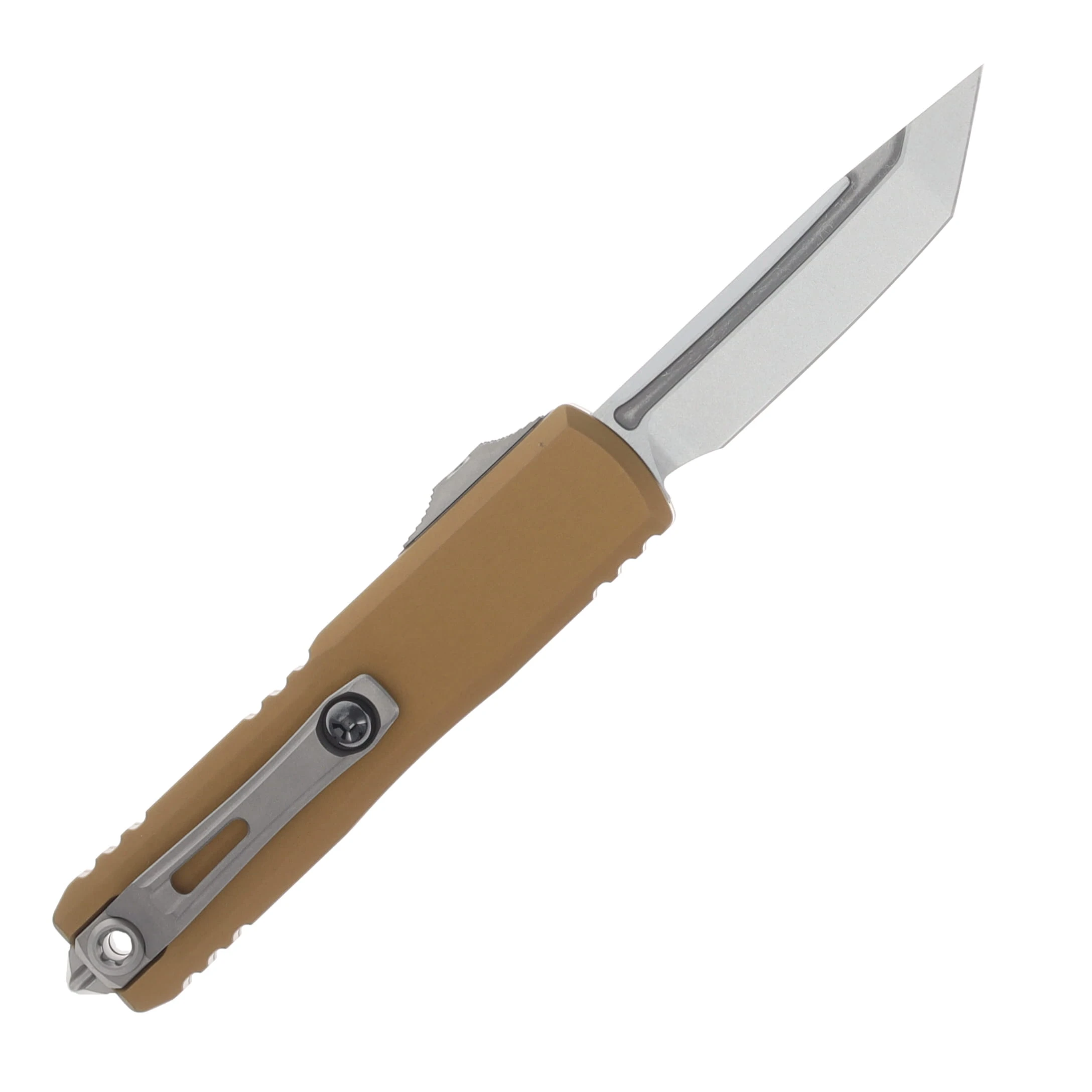 Microtech UTX-85 GEN IV T/E OTF Auto Stonewash Standard Tan AUMT1233410TA View 2