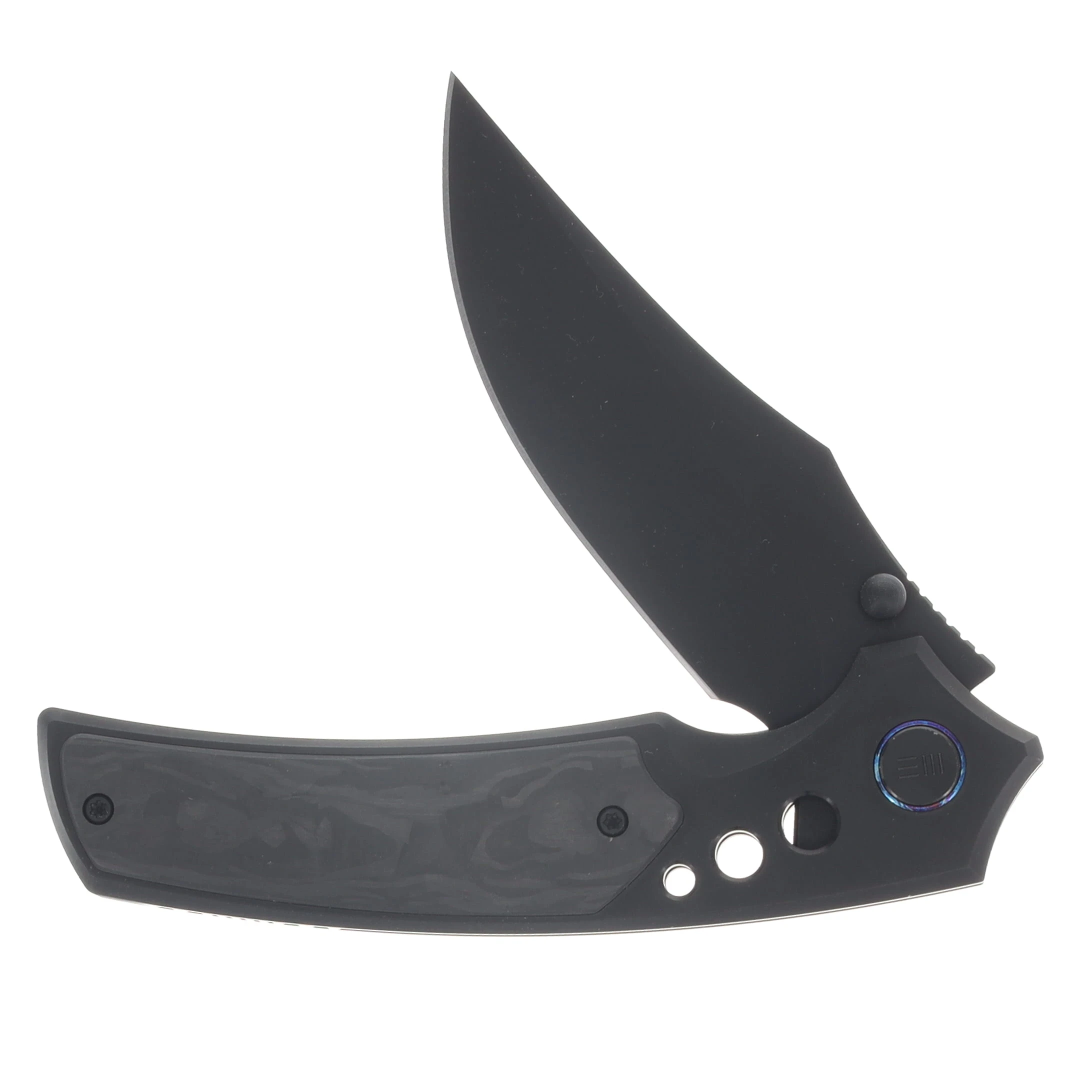 WE Knife Co. Skynix Folding Knife Blk TI Handle W/Marble Carbon Fiber Inlay Blk SW M390 Blade WE24087-1 View 4