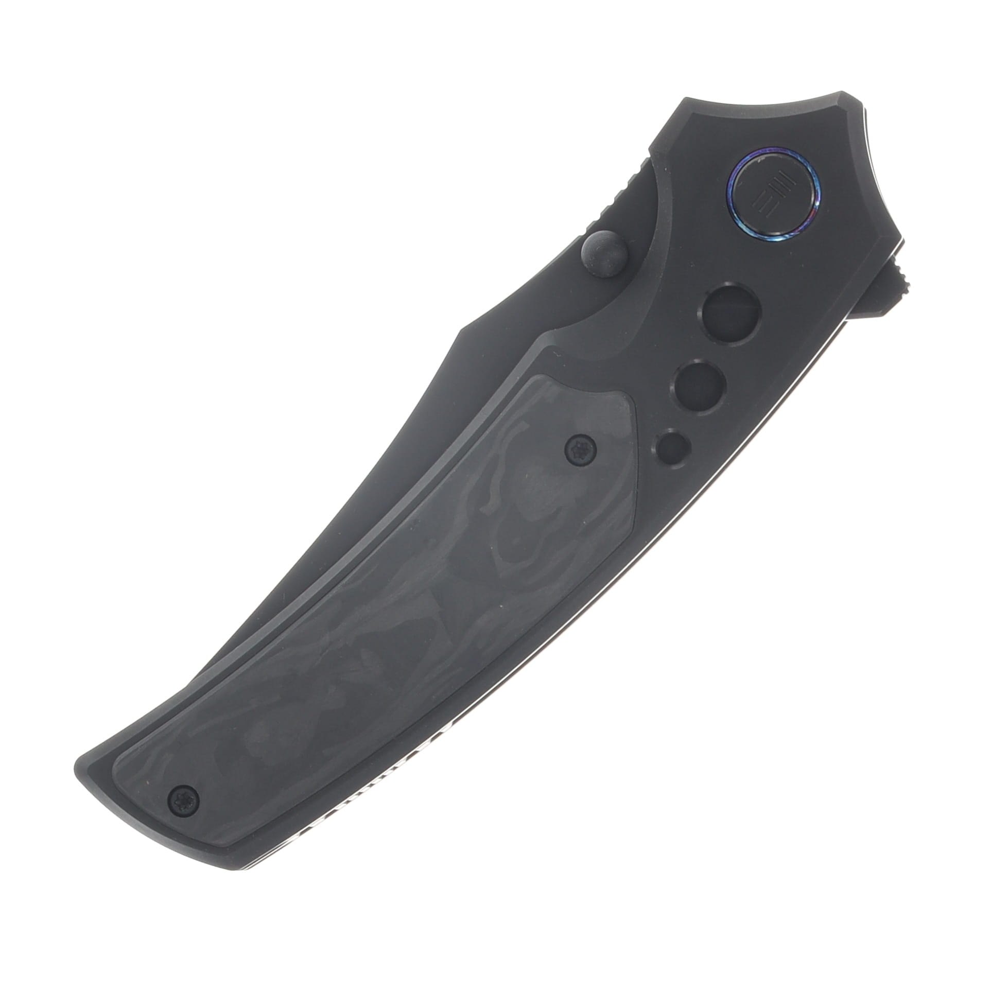WE Knife Co. Skynix Folding Knife Blk TI Handle W/Marble Carbon Fiber Inlay Blk SW M390 Blade WE24087-1 View 6